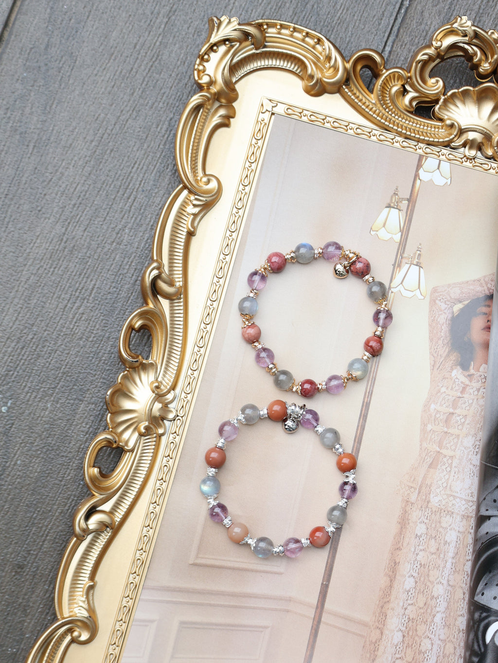 Alashan Agate, Labradorite, Amethyst Crystal Bracelet ¡ª Taurus Horoscope Series | 8mm (Elastic)