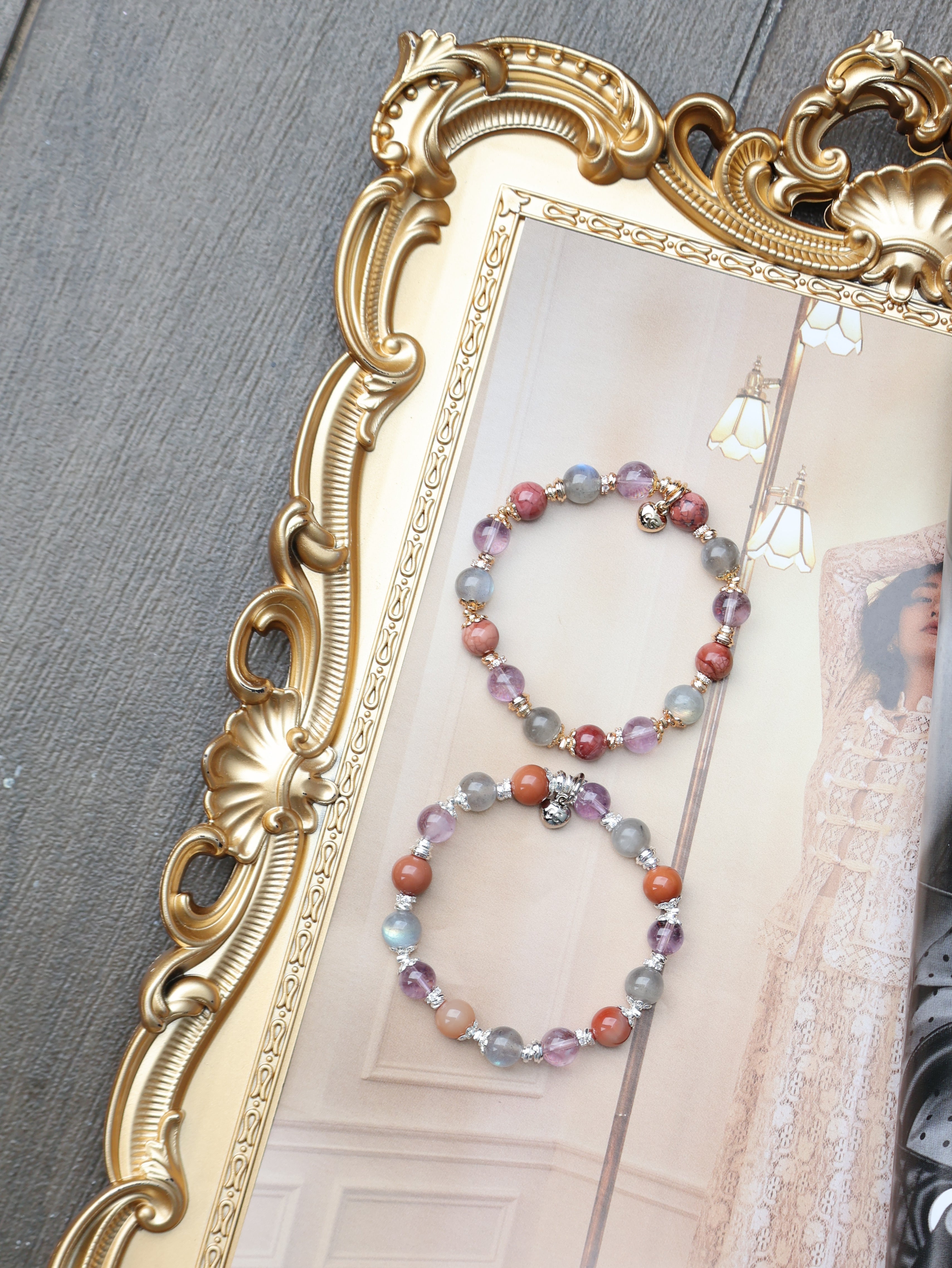 Alashan Agate, Labradorite, Amethyst Crystal Bracelet ¡ª Taurus Horoscope Series | 8mm (Elastic)