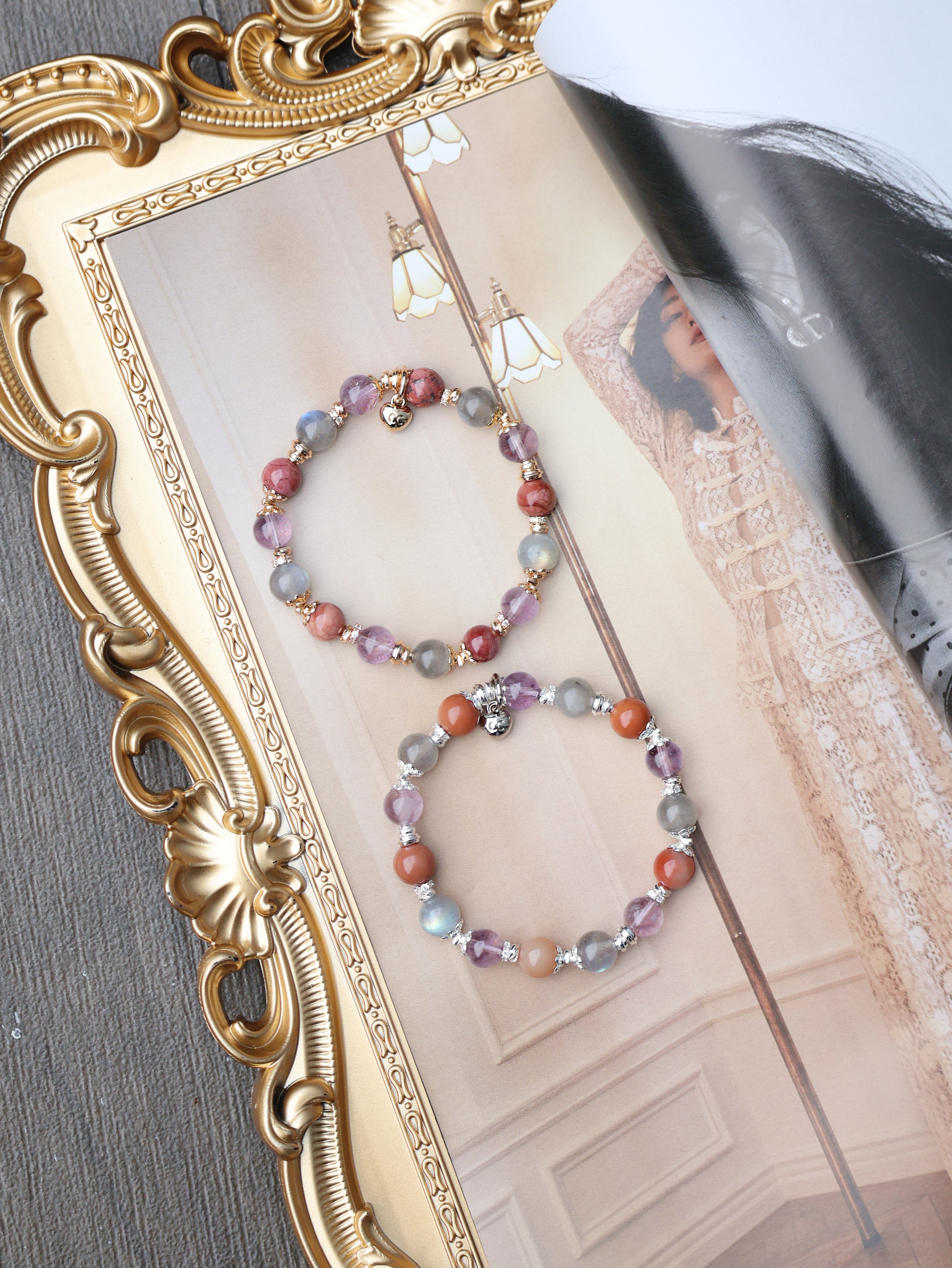 Alashan Agate, Labradorite, Amethyst Crystal Bracelet ¡ª Taurus Horoscope Series | 8mm (Elastic)