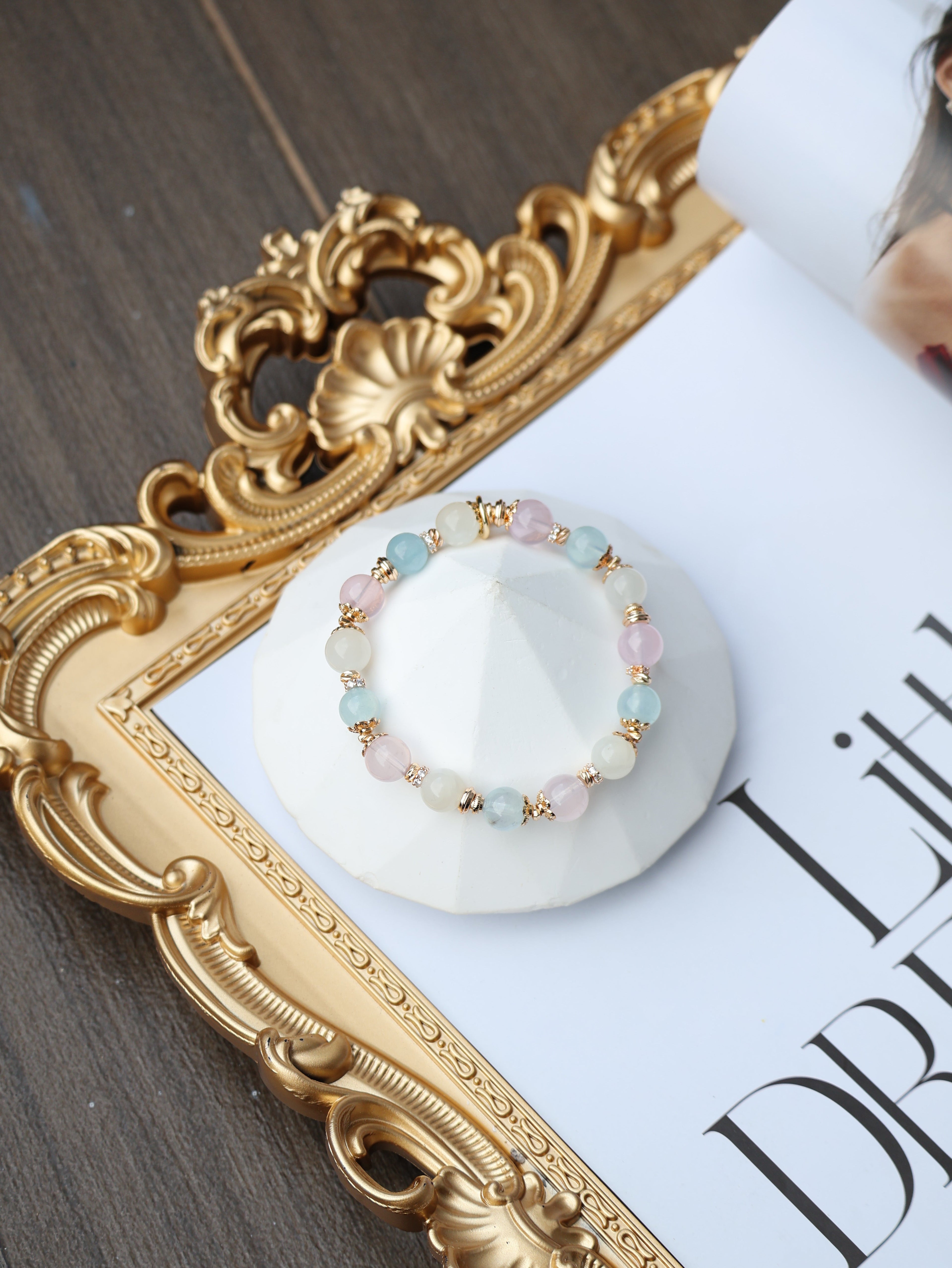 Moonstone, Aquamarine, Rose Quartz ¡ª Aries Horoscope Series | 8mm (Elastic)