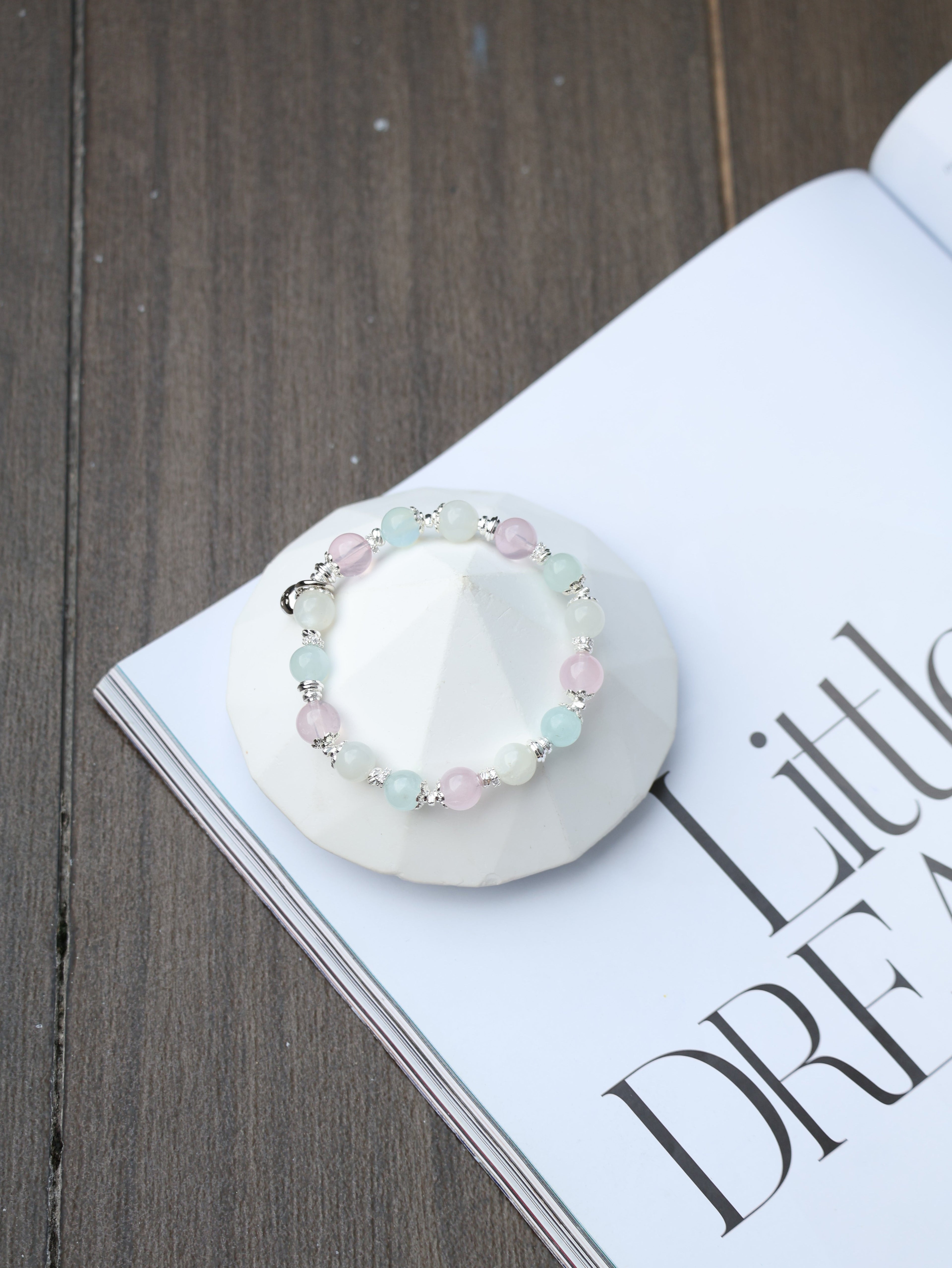 Moonstone, Aquamarine, Rose Quartz ¡ª Aries Horoscope Series | 8mm (Elastic)