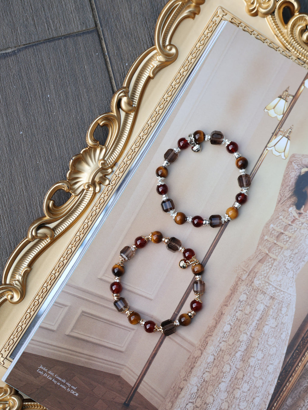 Tiger Eye, Garnet, Smoky Quartz Crystal Bracelet ¡ª Aquarius Horoscope Series | 8mm (Elastic)