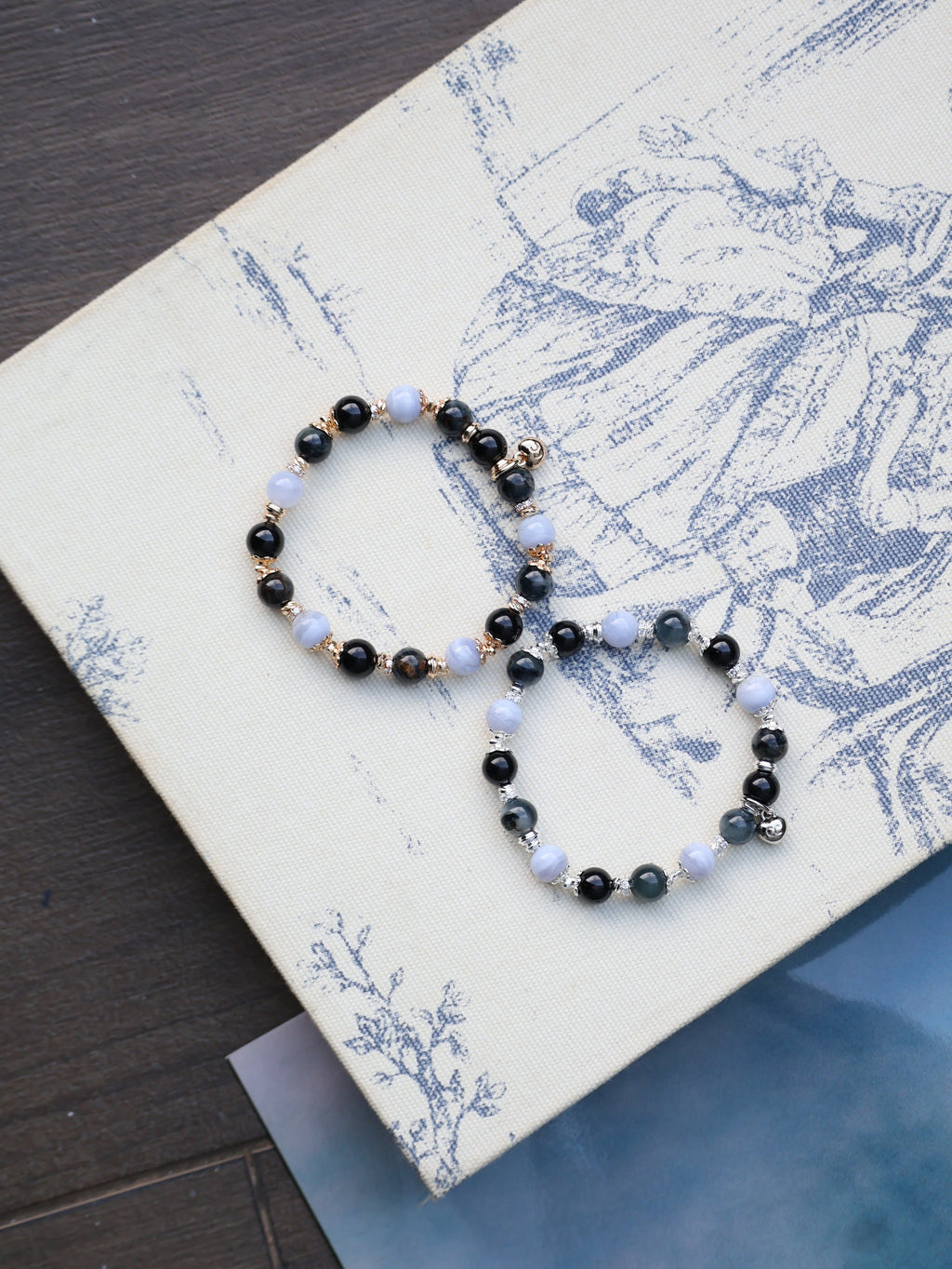 Black Tourmaline, Blue lace Agate, Pietersite ¡ª Pisces Horoscope Series | 8mm (Elastic)