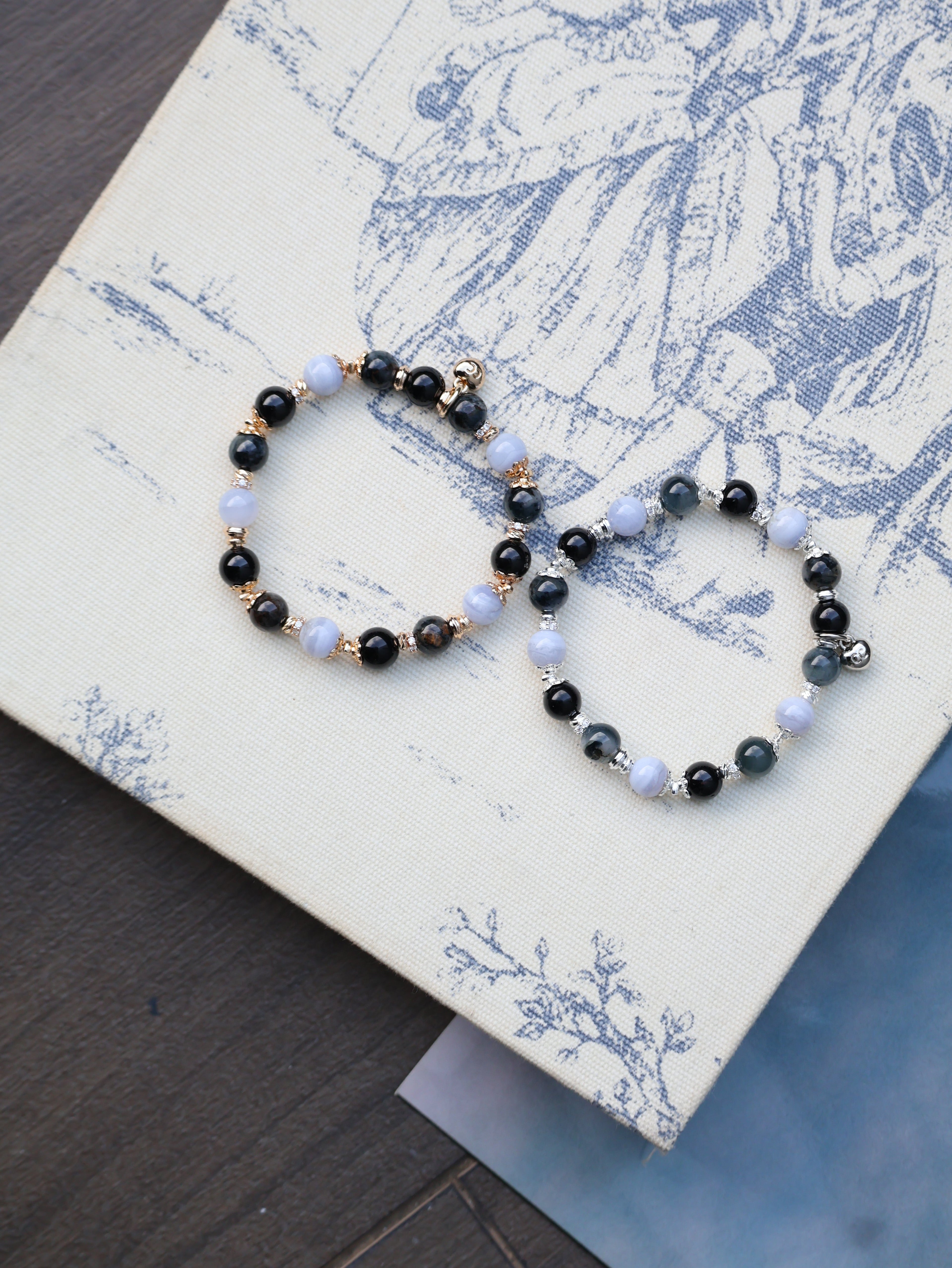 Black Tourmaline, Blue lace Agate, Pietersite ¡ª Pisces Horoscope Series | 8mm (Elastic)