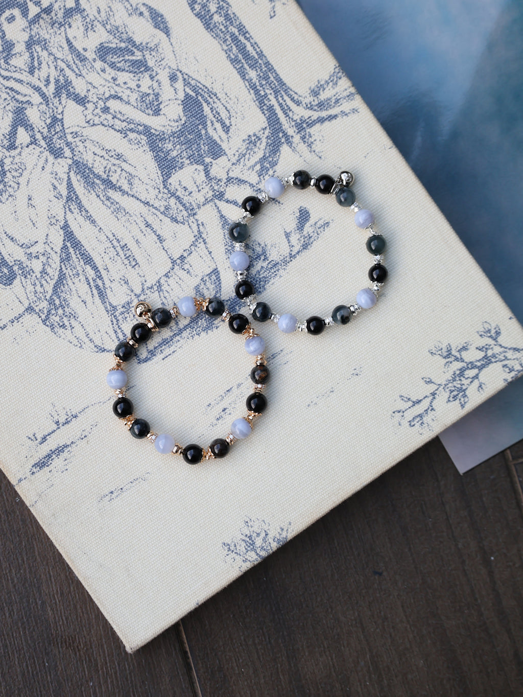 Black Tourmaline, Blue lace Agate, Pietersite ¡ª Pisces Horoscope Series | 8mm (Elastic)