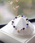 *Luna&Lithoss* Chinese Porcelain Inspired - 6mm Lapis Lazuli with Heart Dangly