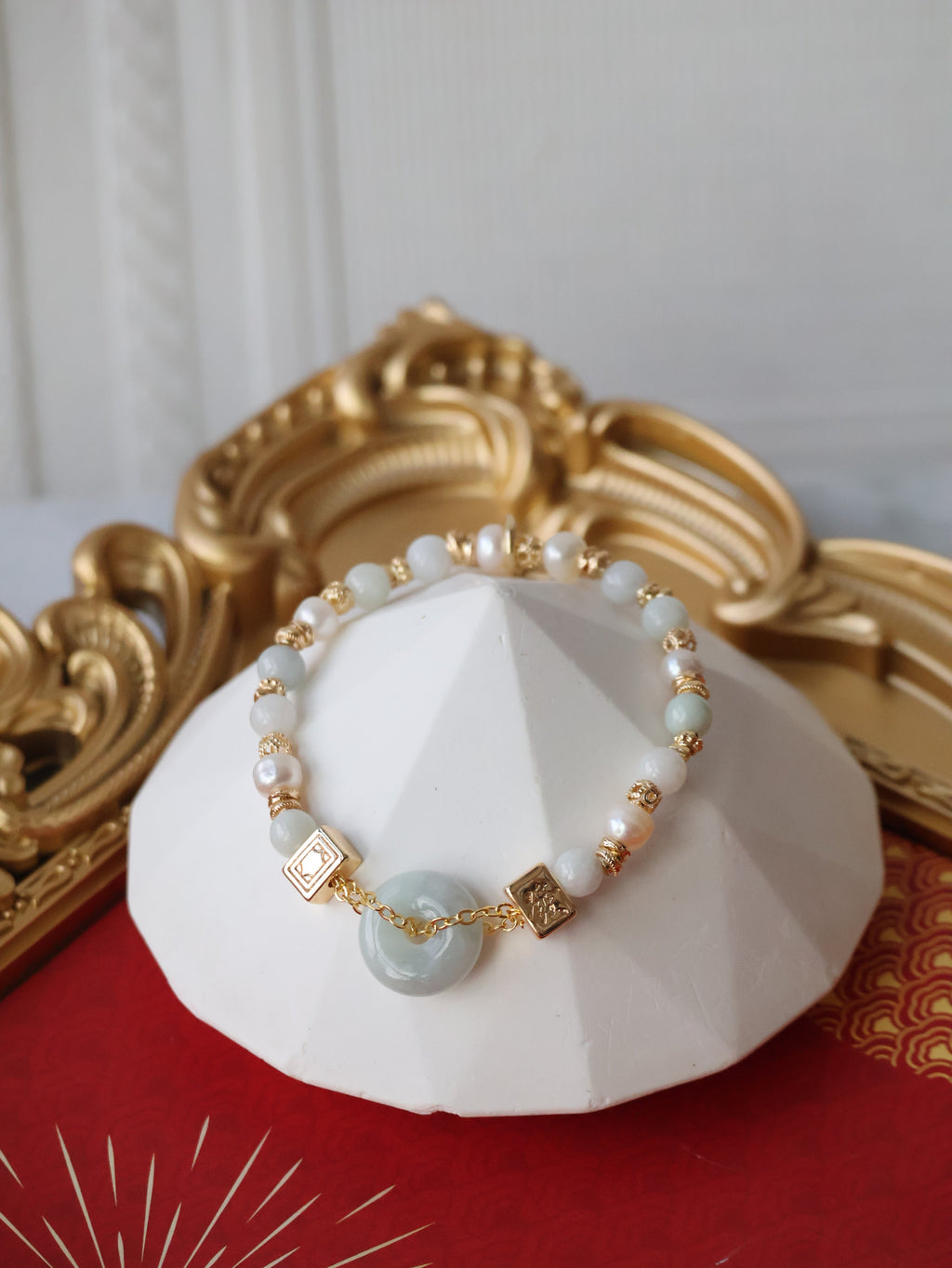 Green Jadeite & Freshwater Pearl ¡ª Ping MJ An Kou | 6mm (Elastic)