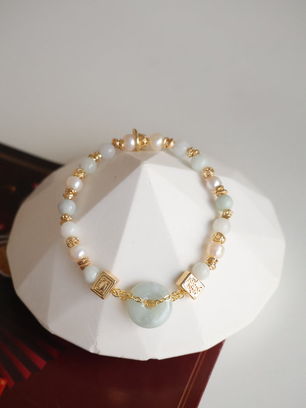 Green Jadeite & Freshwater Pearl ¡ª Ping MJ An Kou | 6mm (Elastic)