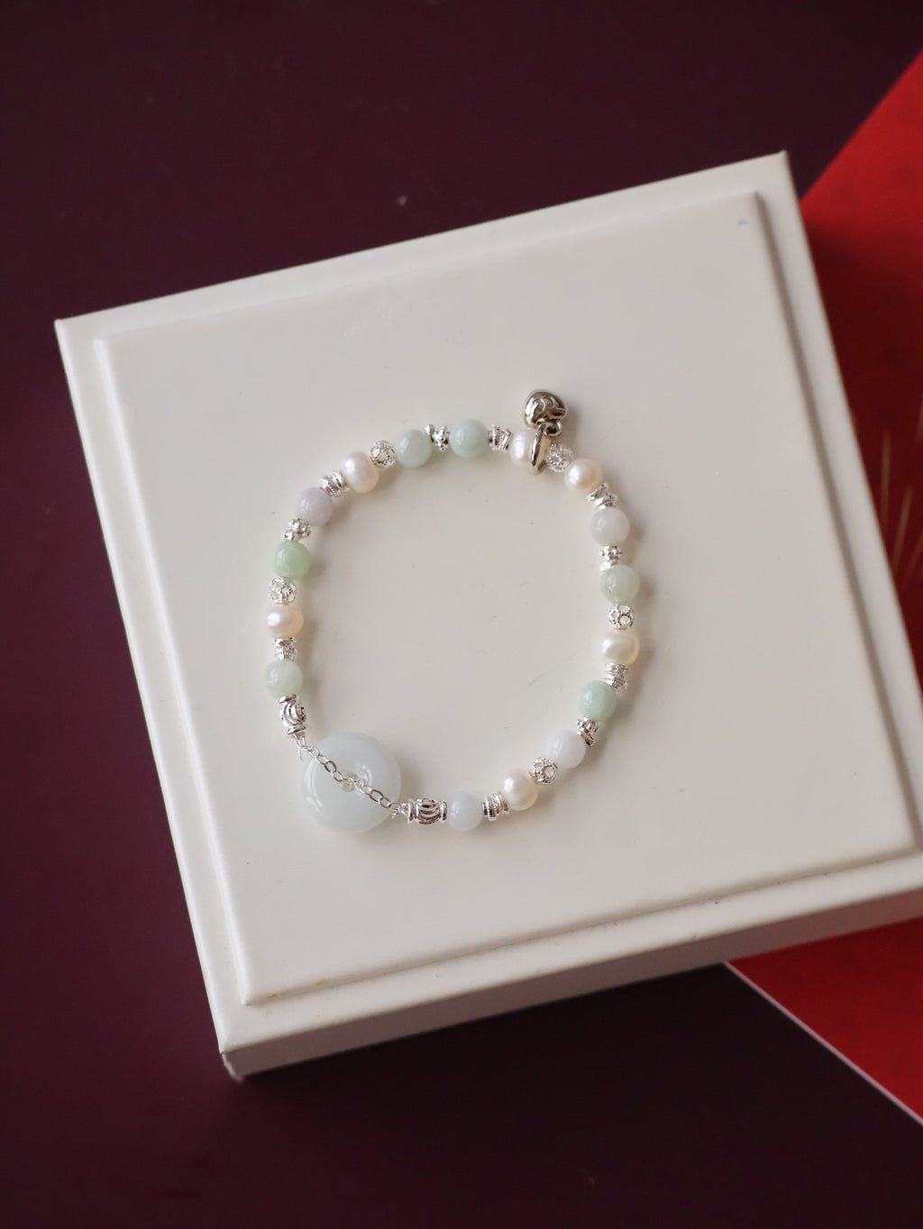 Green Jadeite & Freshwater Pearls ¡ª Ping An Kou Stacker | 6mm (Elastic)