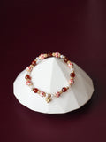 *Luna&Lithoss* Chinese Porcelain Inspired - 6mm Garnet with Heart Dangly