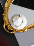 Aquamarine, White Conch, Green Jadeite & Moss Agate with Flower Charm ¡ª Mariselle | 8mm (Elastic)