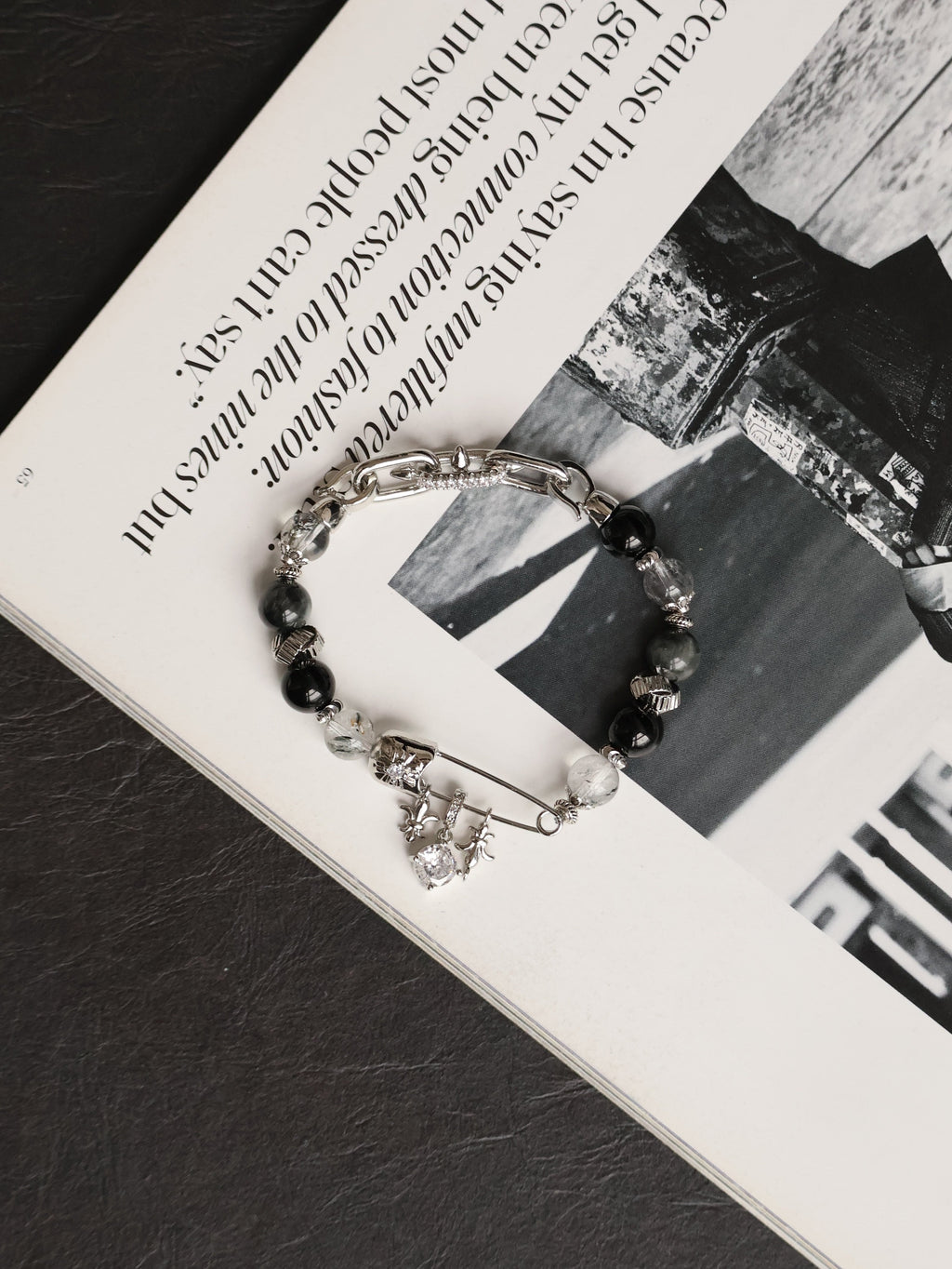 Grey Tiger¡¯s Eye, Black Obsidian & Herkimer Diamond ¡ª Chroel| 8mm (Elastic)