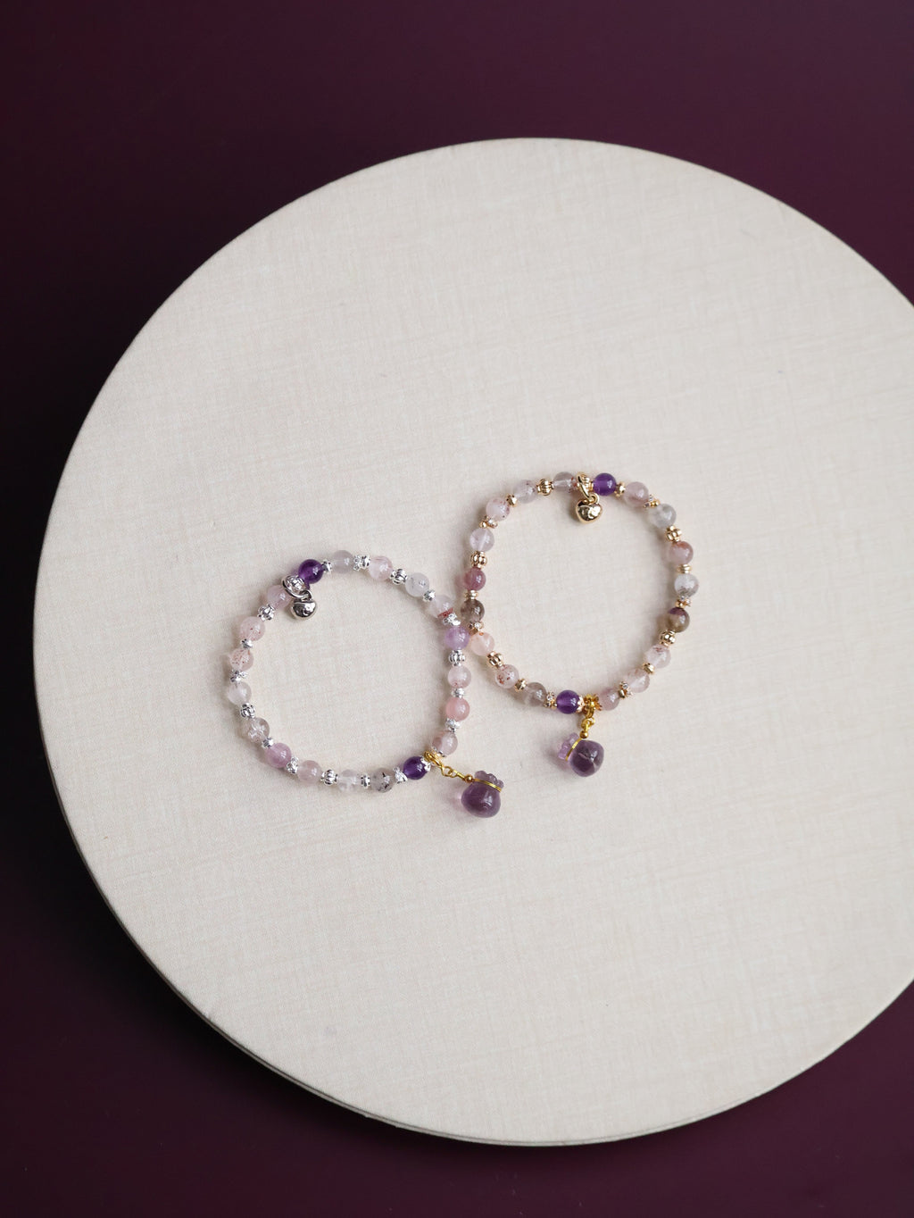 Super 7 & Amethyst with Money Bag ¡ª Mauve | 6mm (Elastic)