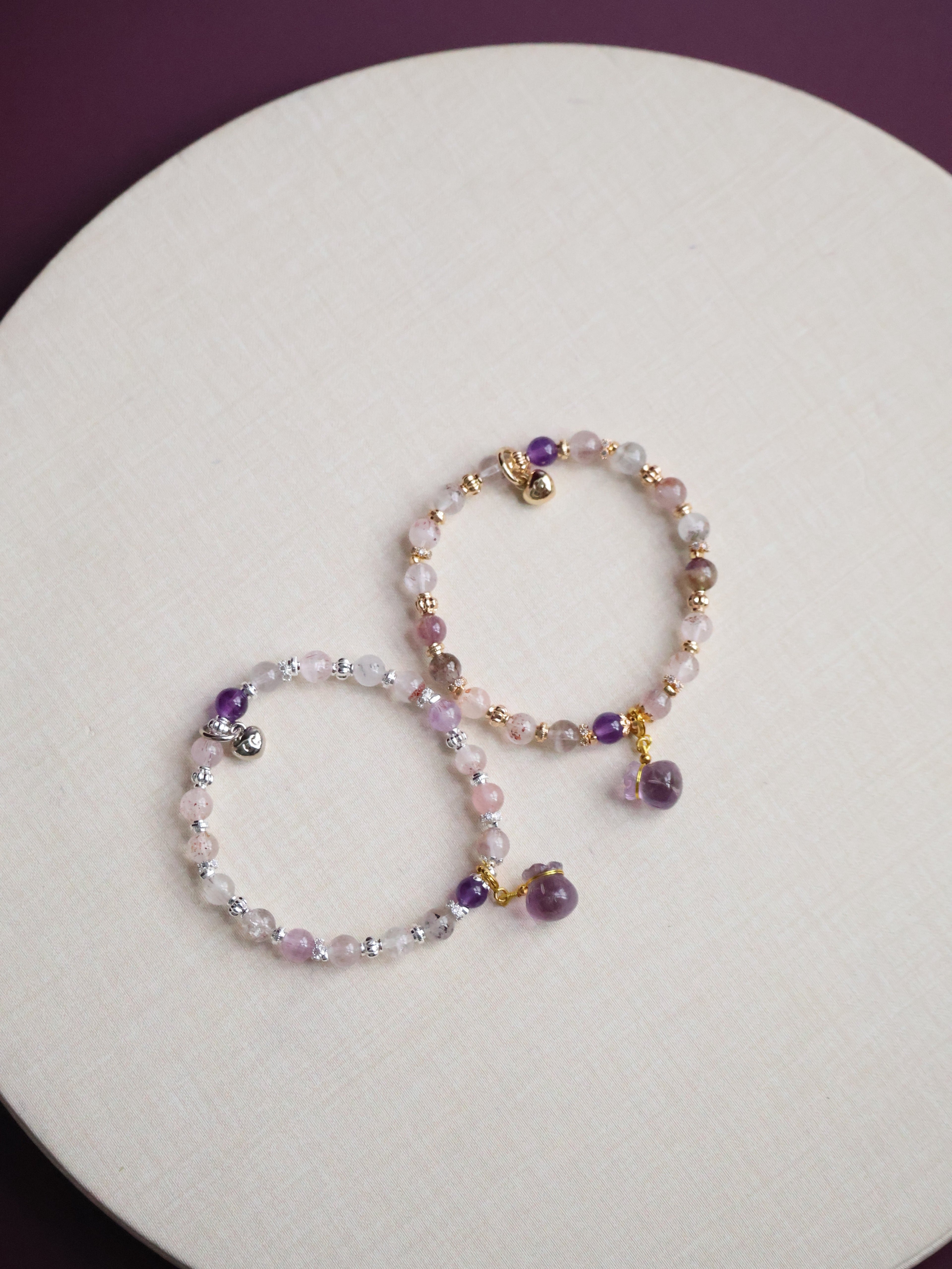 Super 7 & Amethyst with Money Bag ¡ª Mauve | 6mm (Elastic)
