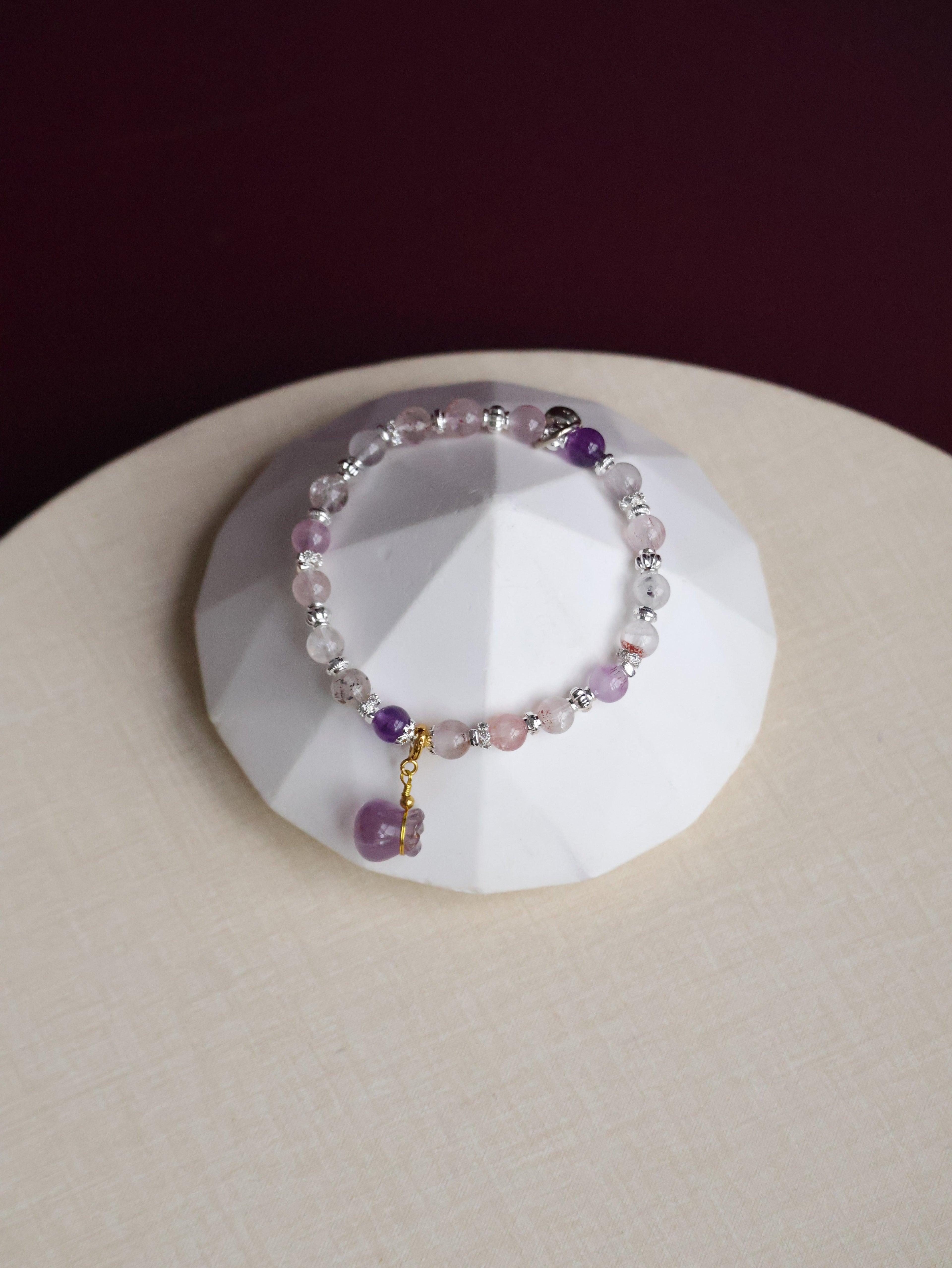 Super 7 & Amethyst with Money Bag ¡ª Mauve | 6mm (Elastic)