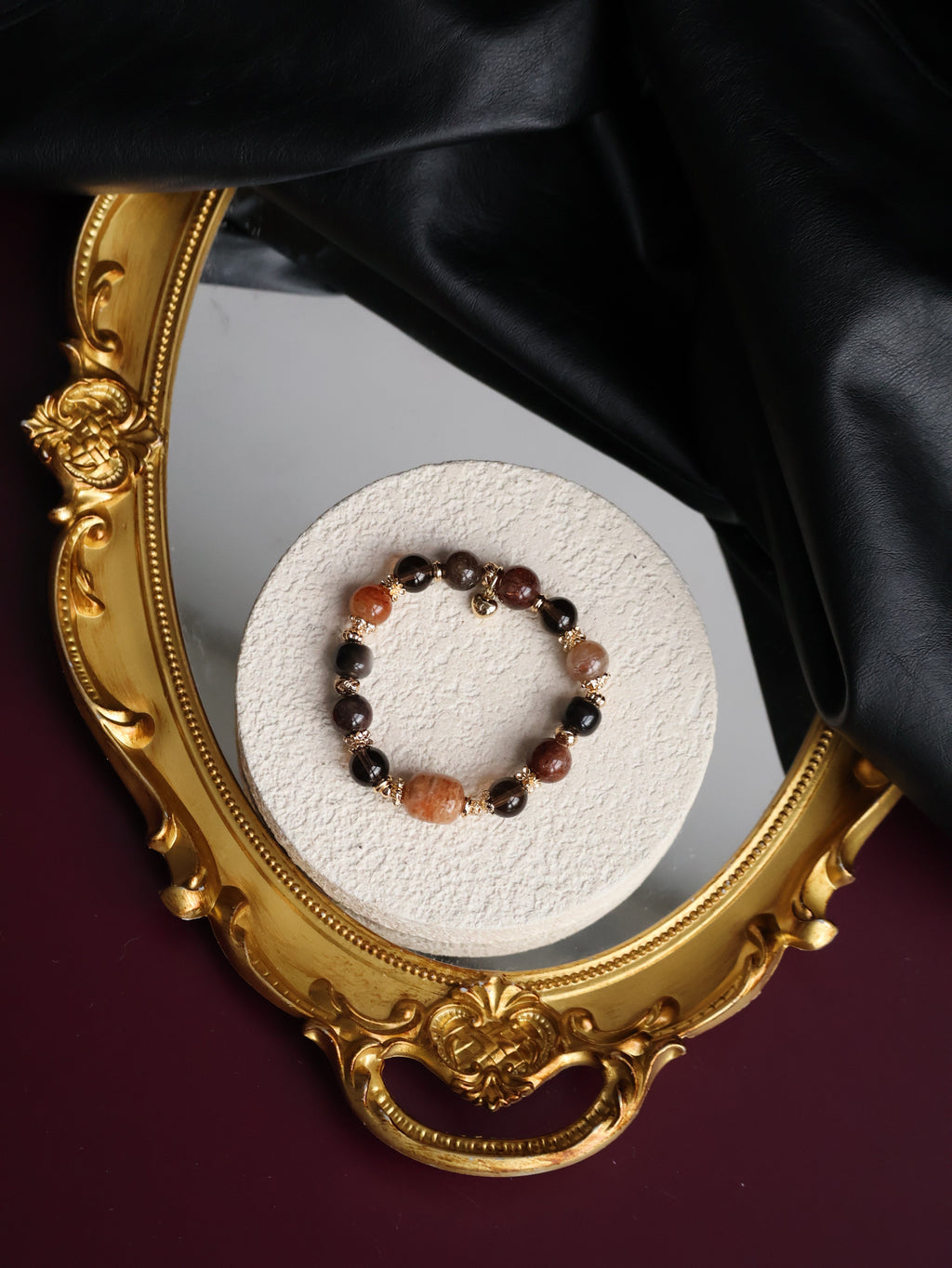 Garden Quartz, Smoky Quartz, Sliver Sheen Obsidian, Black Gold Super 7 Crystal Bracelet ¡ª Reddish Rich Slushie Inspired Dupe | 10mm (Elastic)