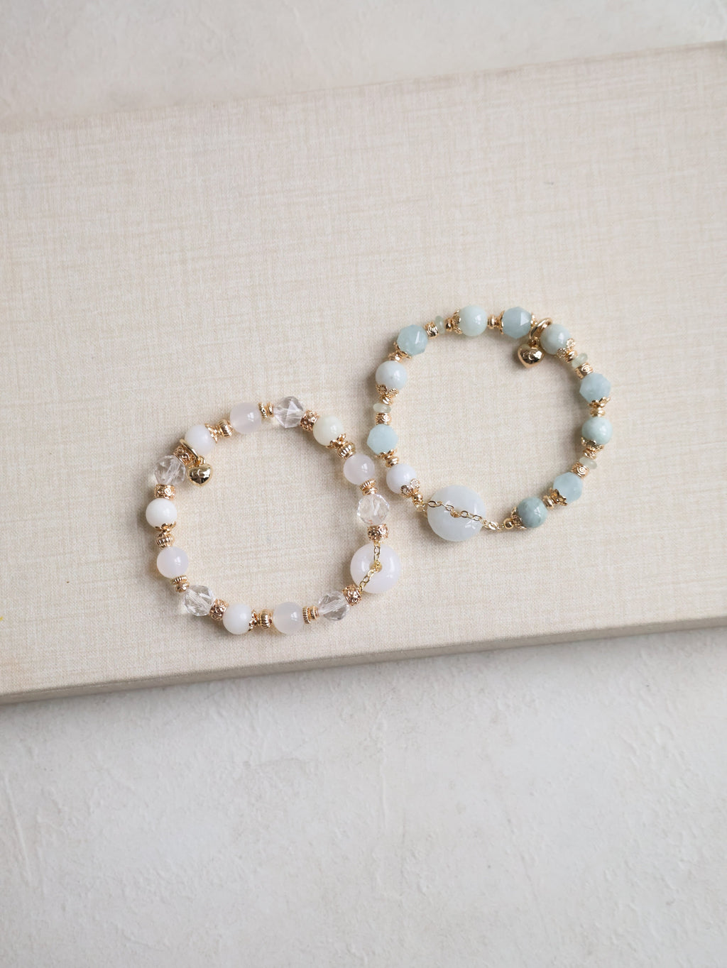 Aquamarine Faceted, Green Jadeite & Green Aventurine ¡ª  Green Jadevie Ping An Kou | 8mm (Elastic)