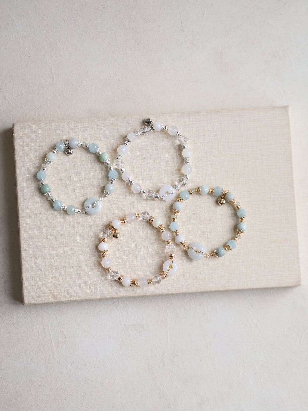 Aquamarine Faceted, Green Jadeite & Green Aventurine ¡ª  Green Jadevie Ping An Kou | 8mm (Elastic)