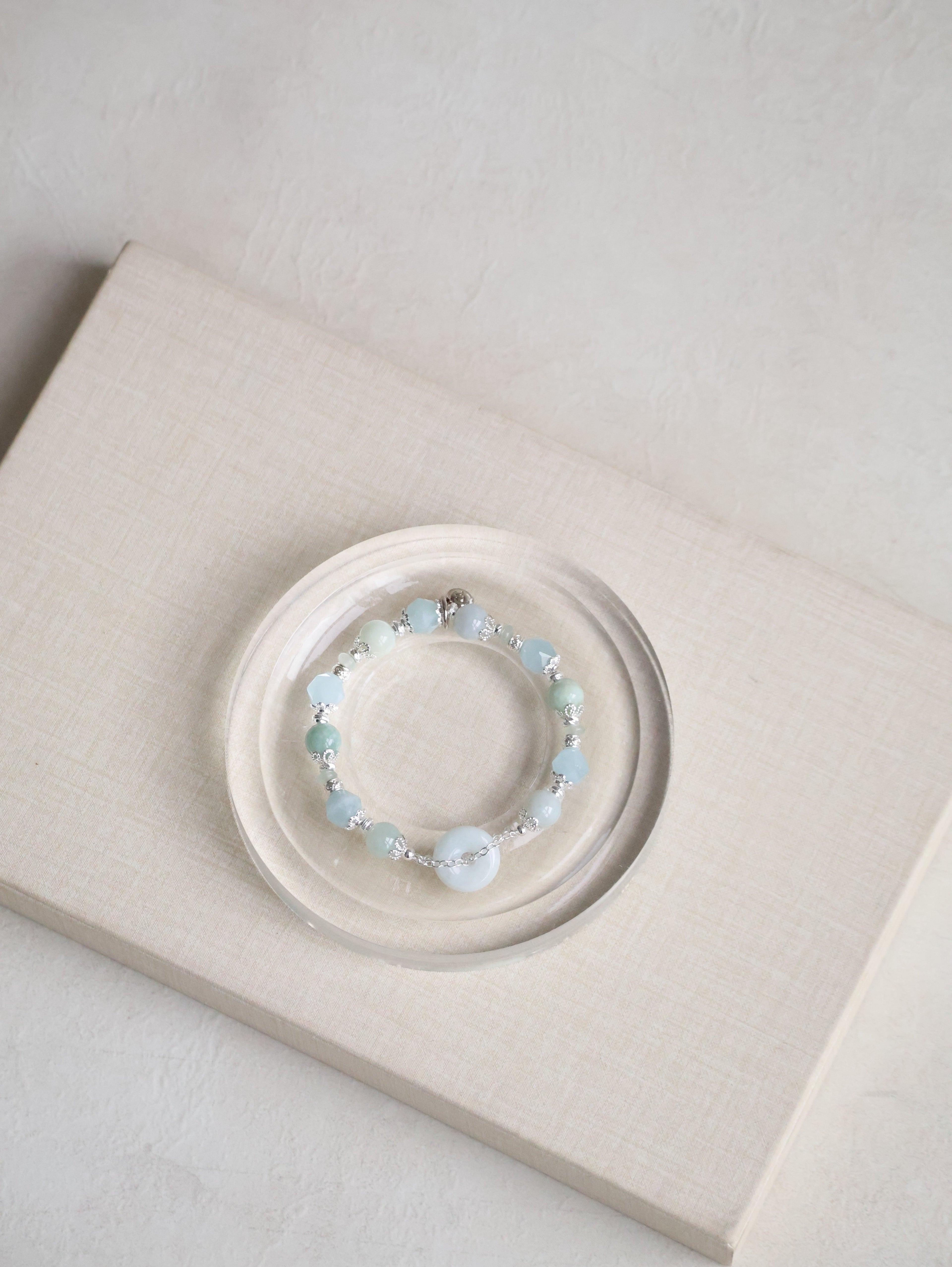 Aquamarine Faceted, Green Jadeite & Green Aventurine ¡ª  Green Jadevie Ping An Kou | 8mm (Elastic)