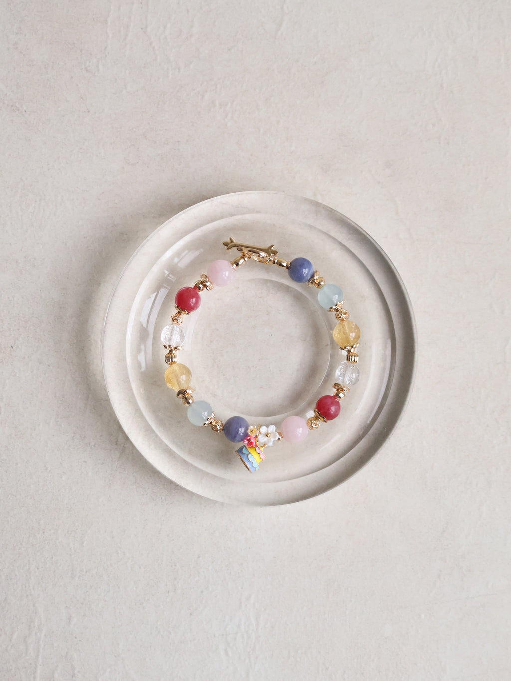 Tanzanite, Rhodonite, Citrine, Rose Quartz, Aquamarine & Clear Quartz Crystal Bracelet ¡ª Keki | 8mm (OT Clasp, Elastic)