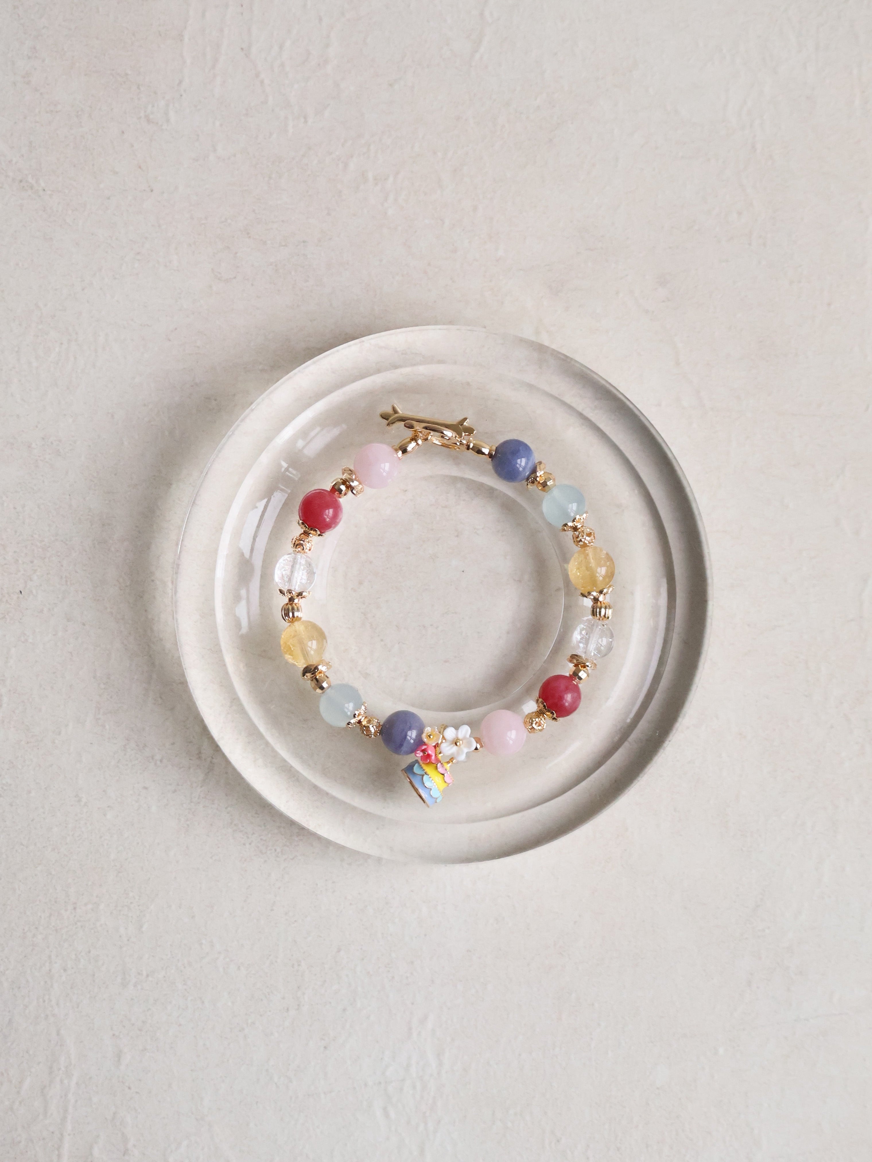 Tanzanite, Rhodonite, Citrine, Rose Quartz, Aquamarine & Clear Quartz Crystal Bracelet ¡ª Keki | 8mm (OT Clasp, Elastic)