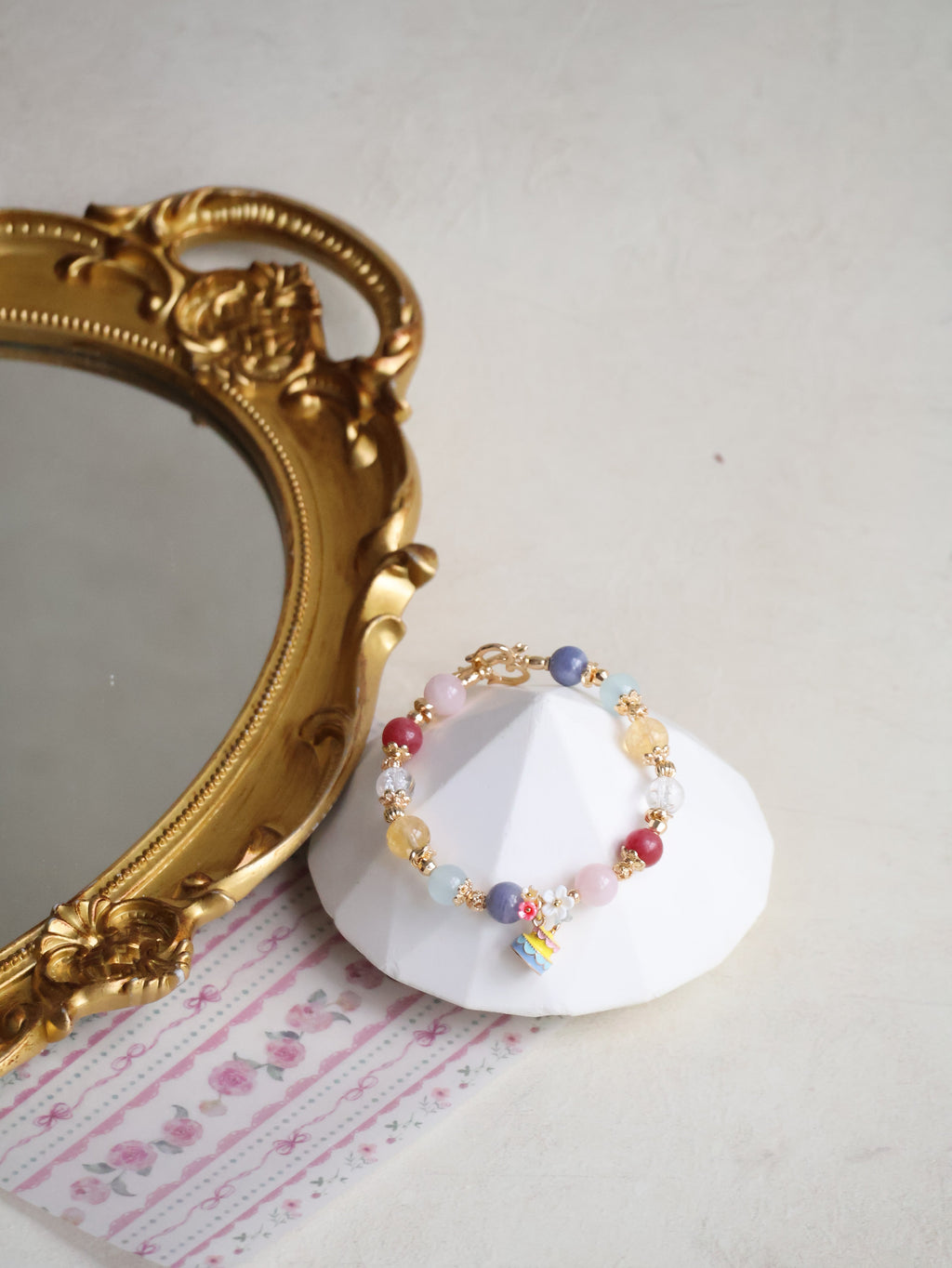 Tanzanite, Rhodonite, Citrine, Rose Quartz, Aquamarine & Clear Quartz Crystal Bracelet ¡ª Keki | 8mm (OT Clasp, Elastic)