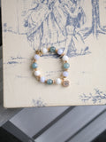 Blue Kyanite, Blue Lace Agate & White Phantom Quartz with Sparkly Clover ¡ª Monet Cordelia Twin Crystal Bracelet | 10mm (Elastic)
