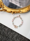 Rose Quartz, Lilac Chalcedony, Aquamarine & Green Phantom Quartz Crystal Bracelet ¡ª Genevieve | 8mm (Safety Pin Charm, Elastic)
