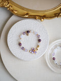 Unicorn Stone, White Phantom Quartz, Lilac Chalcedony & Amethyst ¡ª Plumeria Purple | 8mm (Elastic, OT Clasp)