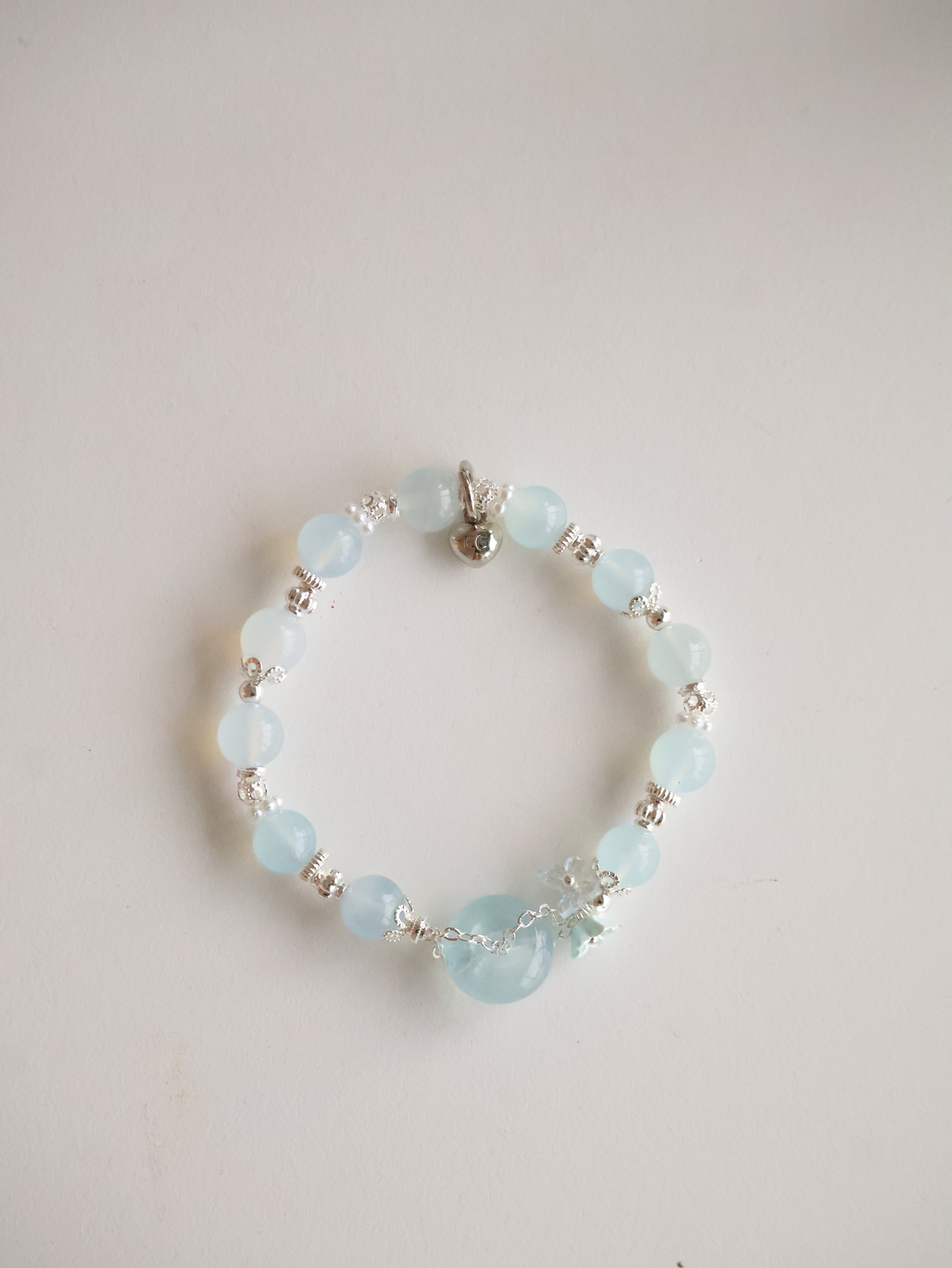 Aquamarine & Rose Quartz Ping An Kou with Bouquet ¡ª Erilyn & Annelina | 8mm (Elastic)
