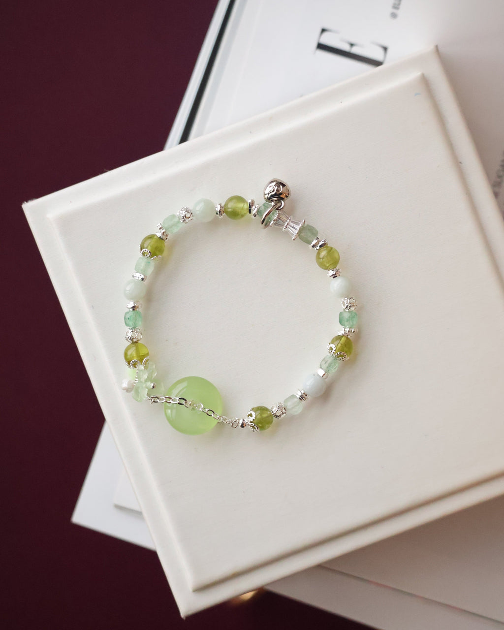 Green Strawberry Quartz, Green Jadeite & Peridot ¡ª Everfae Ping An Kou Series | 6mm (Elastic)