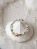 *Luna&Lithoss* Grand Blue 8mm - Larimar, White Conch, Aquamarine (Elastic)