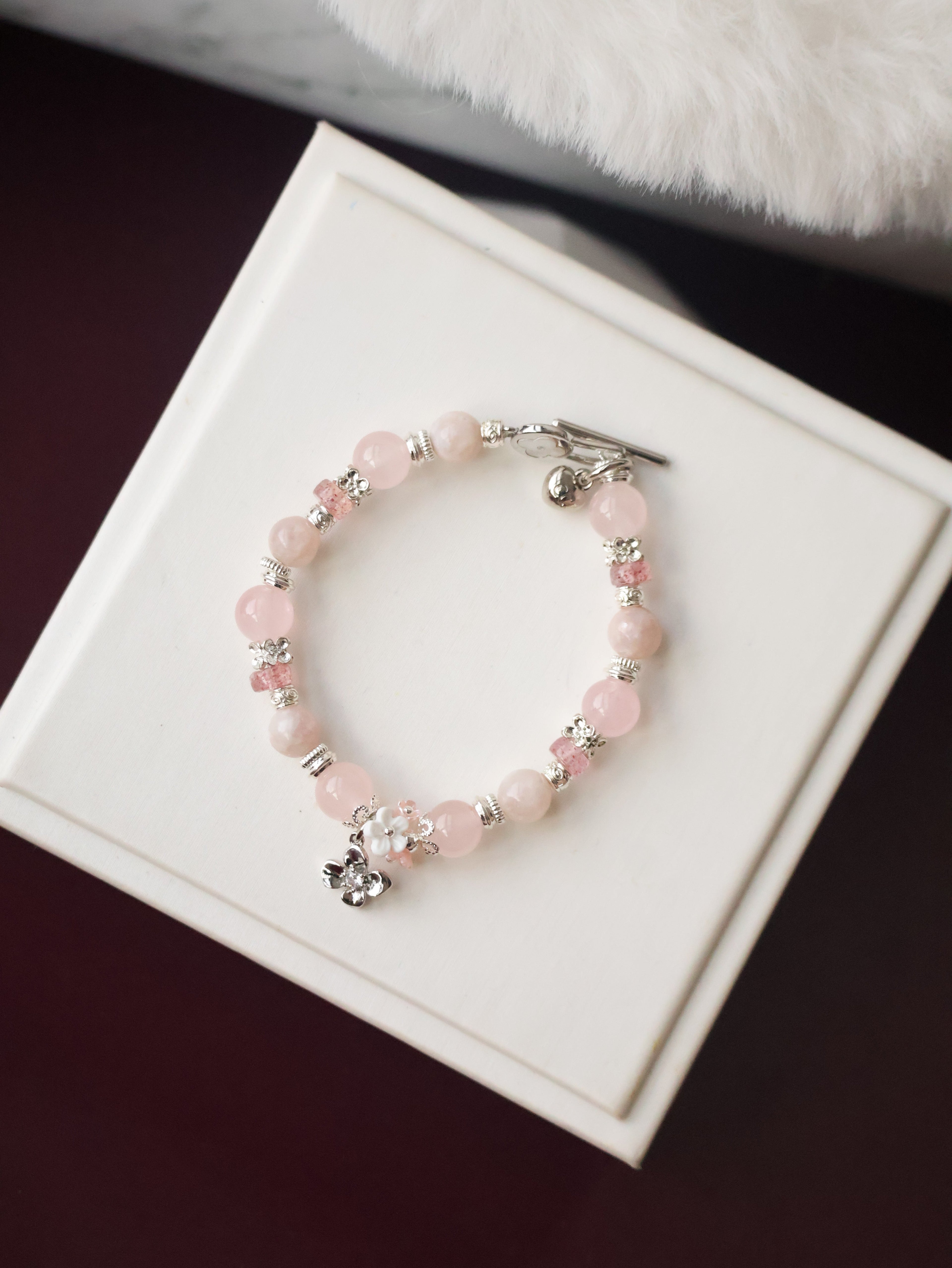 Strawberry Quartz, Pink Purple Emerald Mica & Rose Quartz ¡ª Pink Reverie | 8mm (OT Claps, Elastic)
