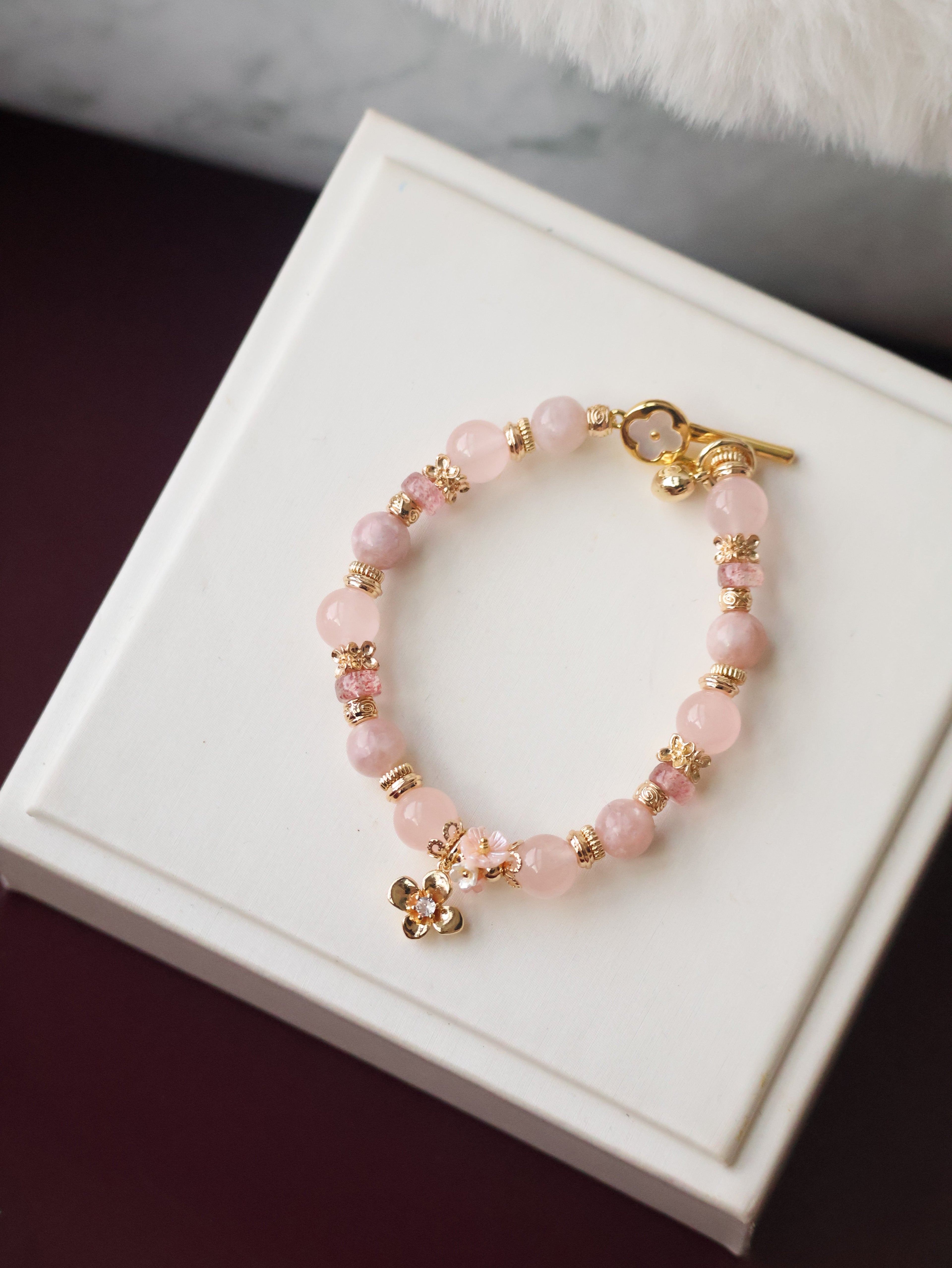 Strawberry Quartz, Pink Purple Emerald Mica & Rose Quartz ¡ª Pink Reverie | 8mm (OT Claps, Elastic)