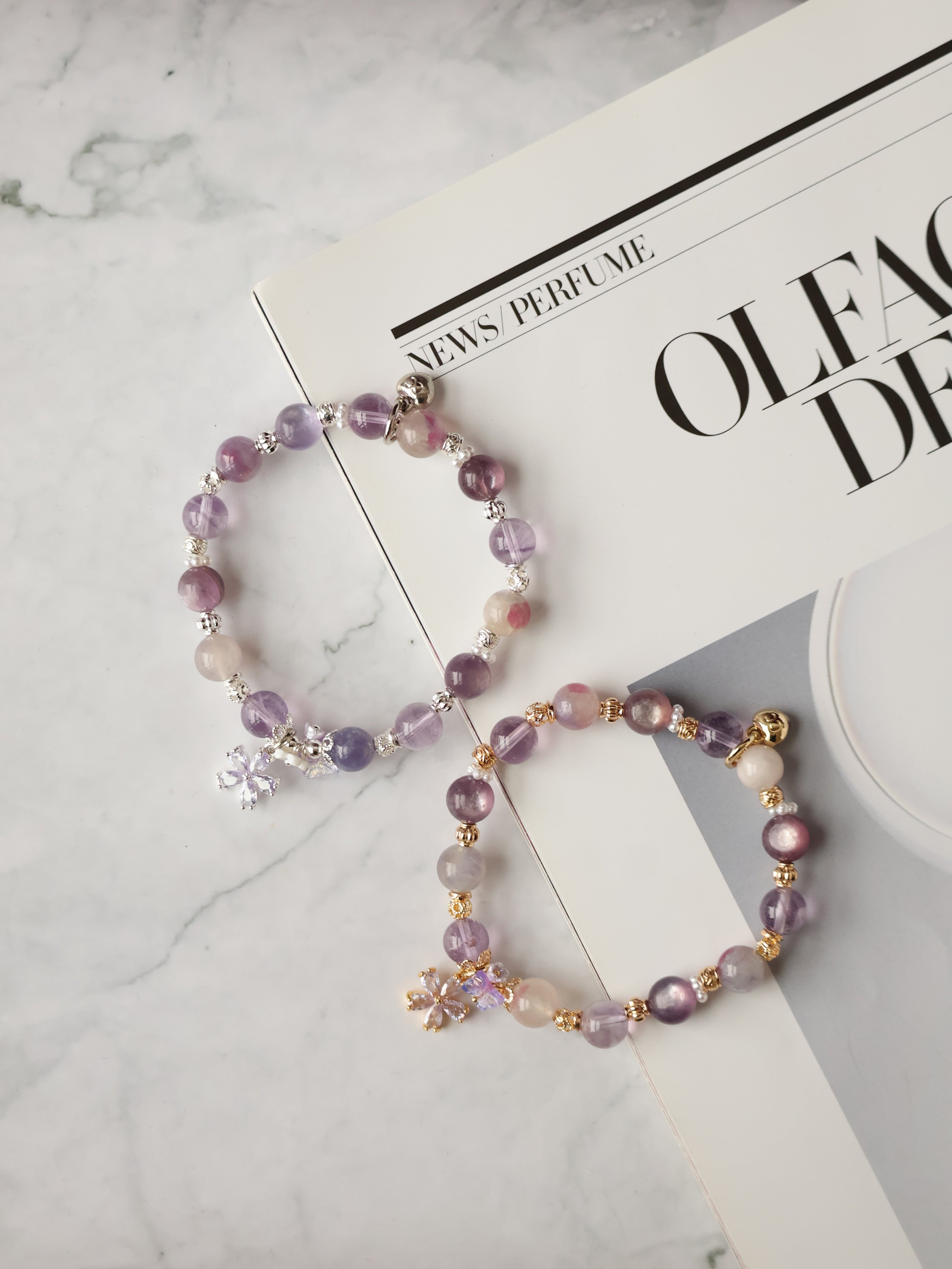 Amethyst, Unicorn Stone & Lepidolite Crystal Bracelet ¡ª Twilight Sparkle | 8mm (Elastic)