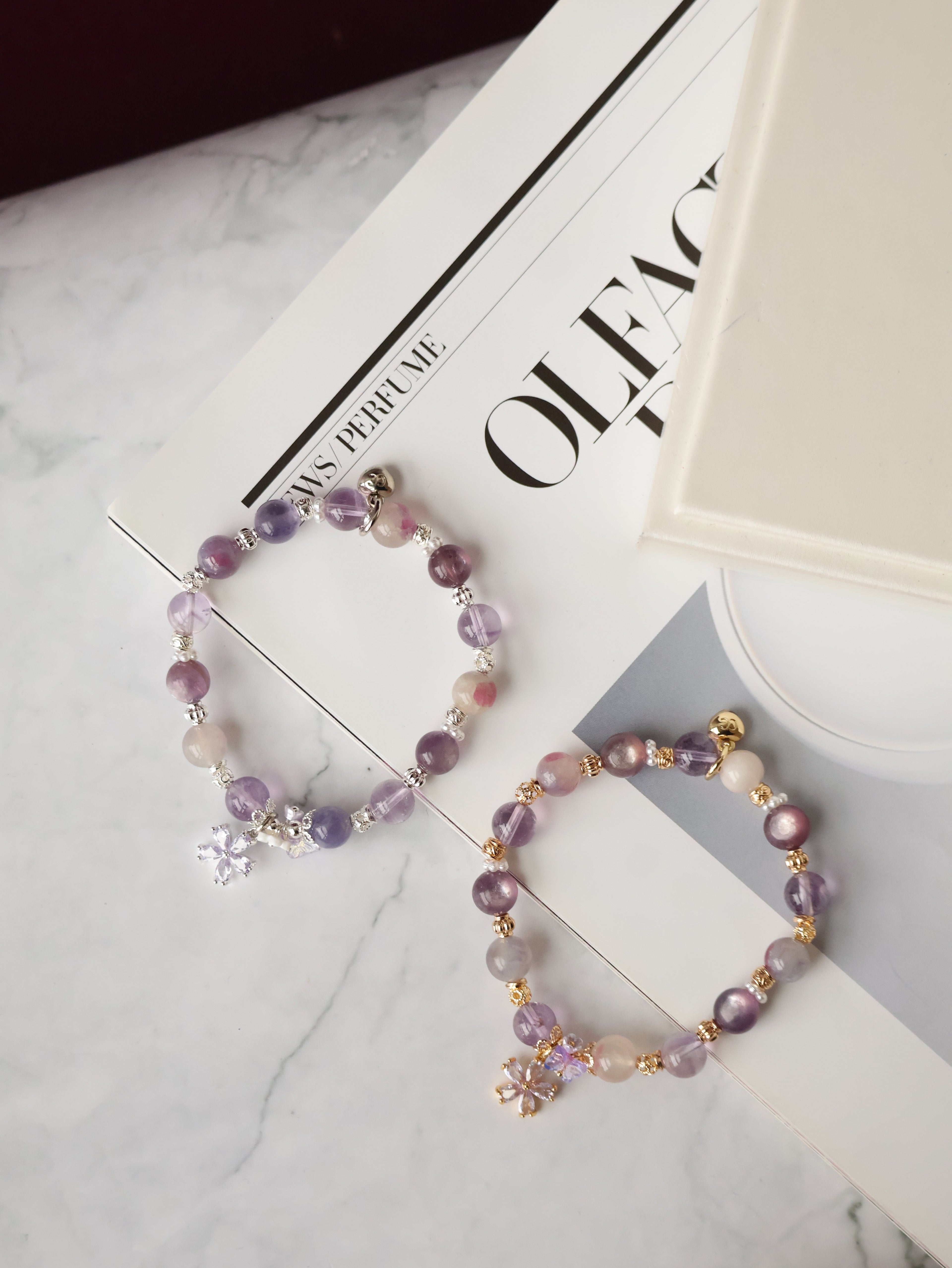 Amethyst, Unicorn Stone & Lepidolite Crystal Bracelet ¡ª Twilight Sparkle | 8mm (Elastic)