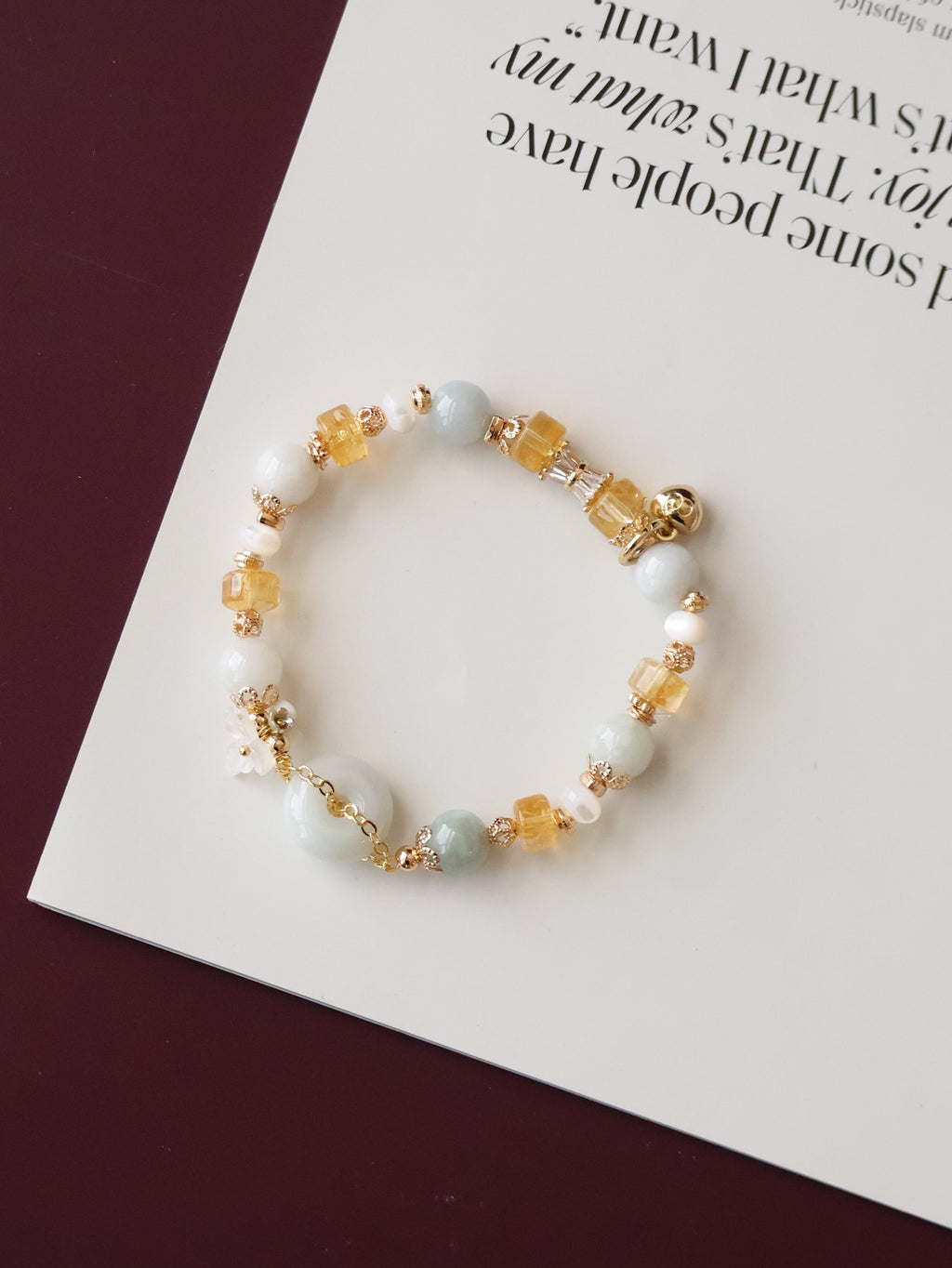 Green Jadeite, Citrine & White Conch ¡ª Everfae Ping An Kou Series | 8mm (Elastic)
