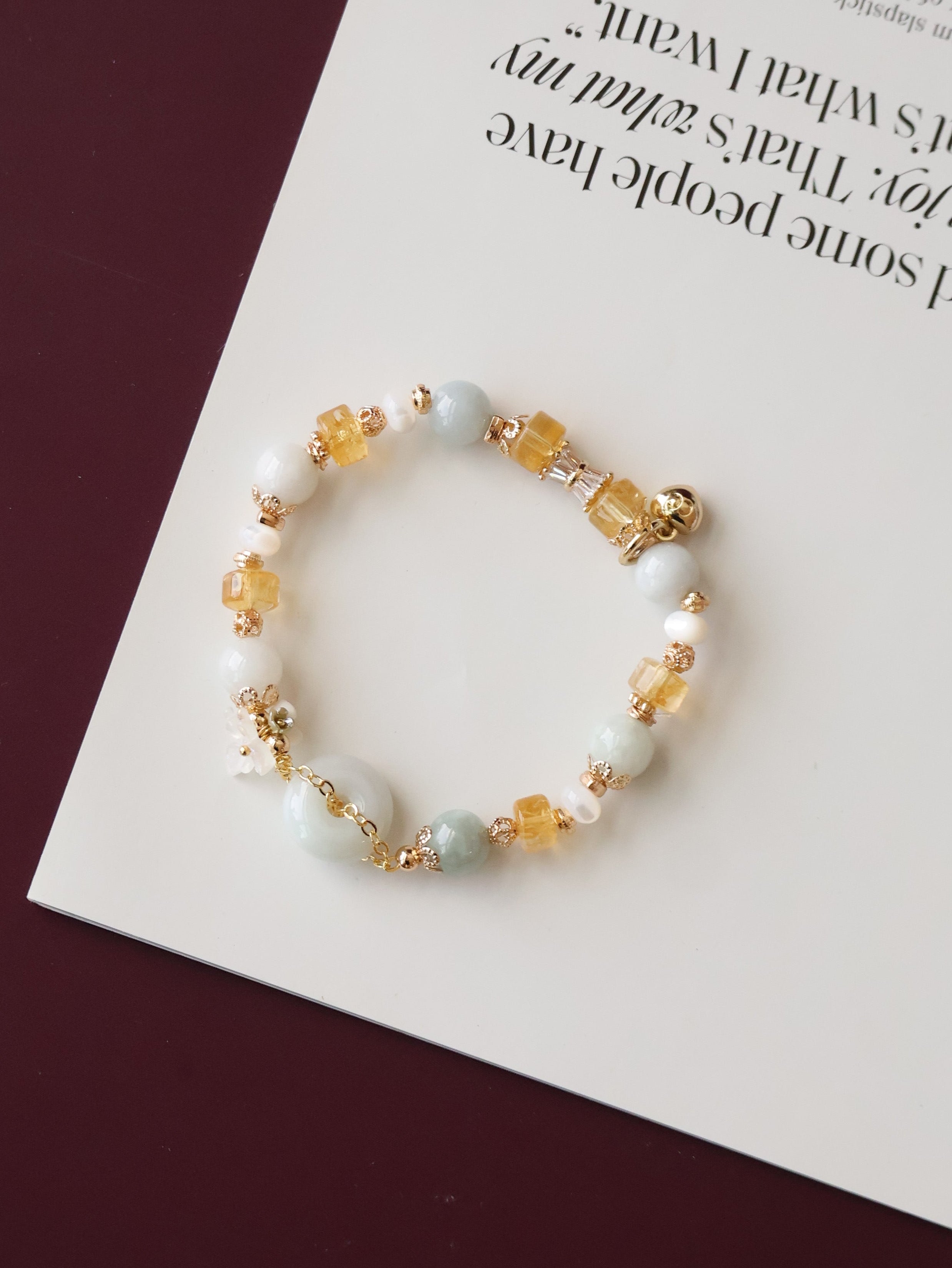 Green Jadeite, Citrine & White Conch ¡ª Everfae Ping An Kou Series | 8mm (Elastic)