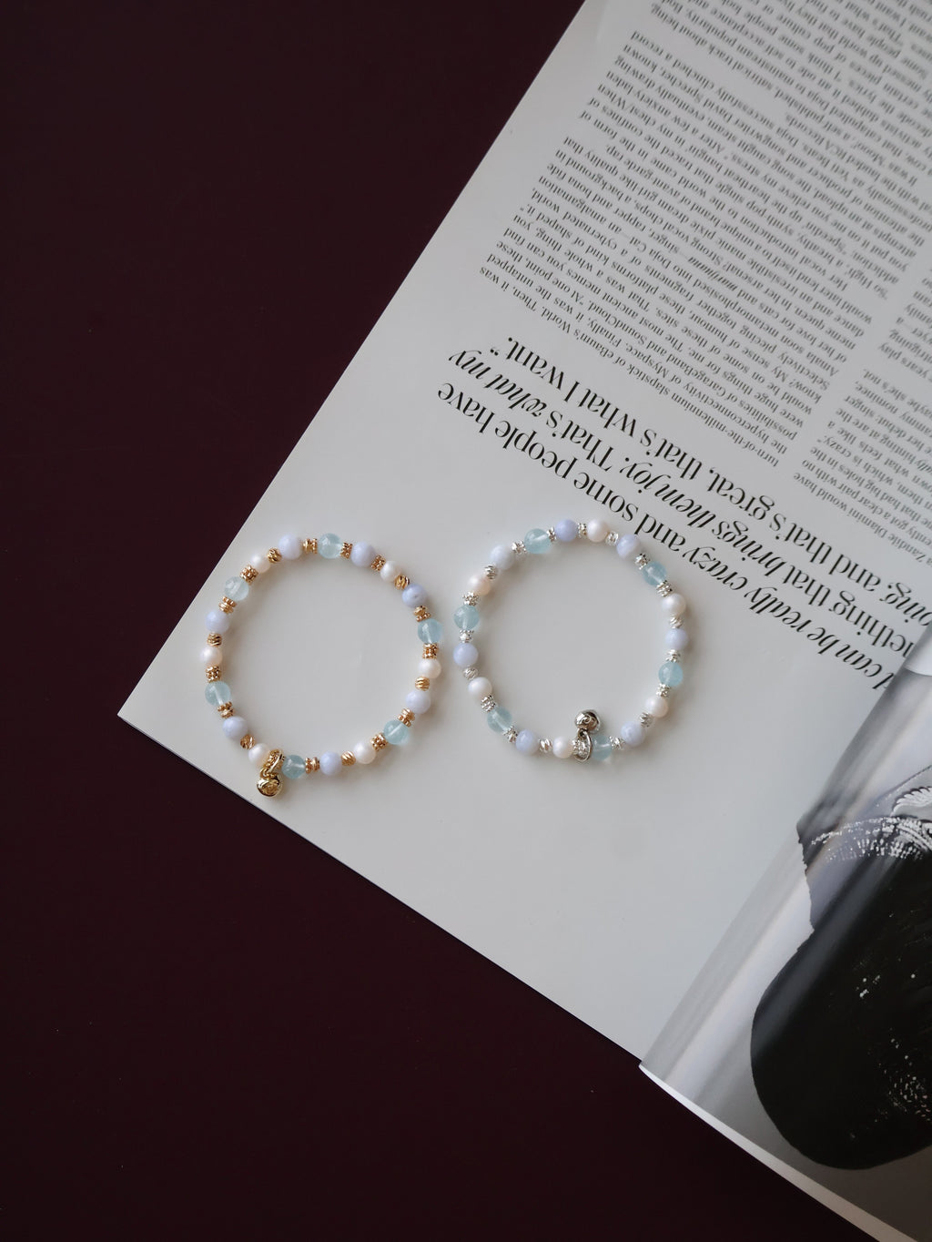 Blue Lace Agate, Blue Topaz & Freshwater Pearl Crystal Bracelet ¡ª Aeris | 6mm (Elastic)