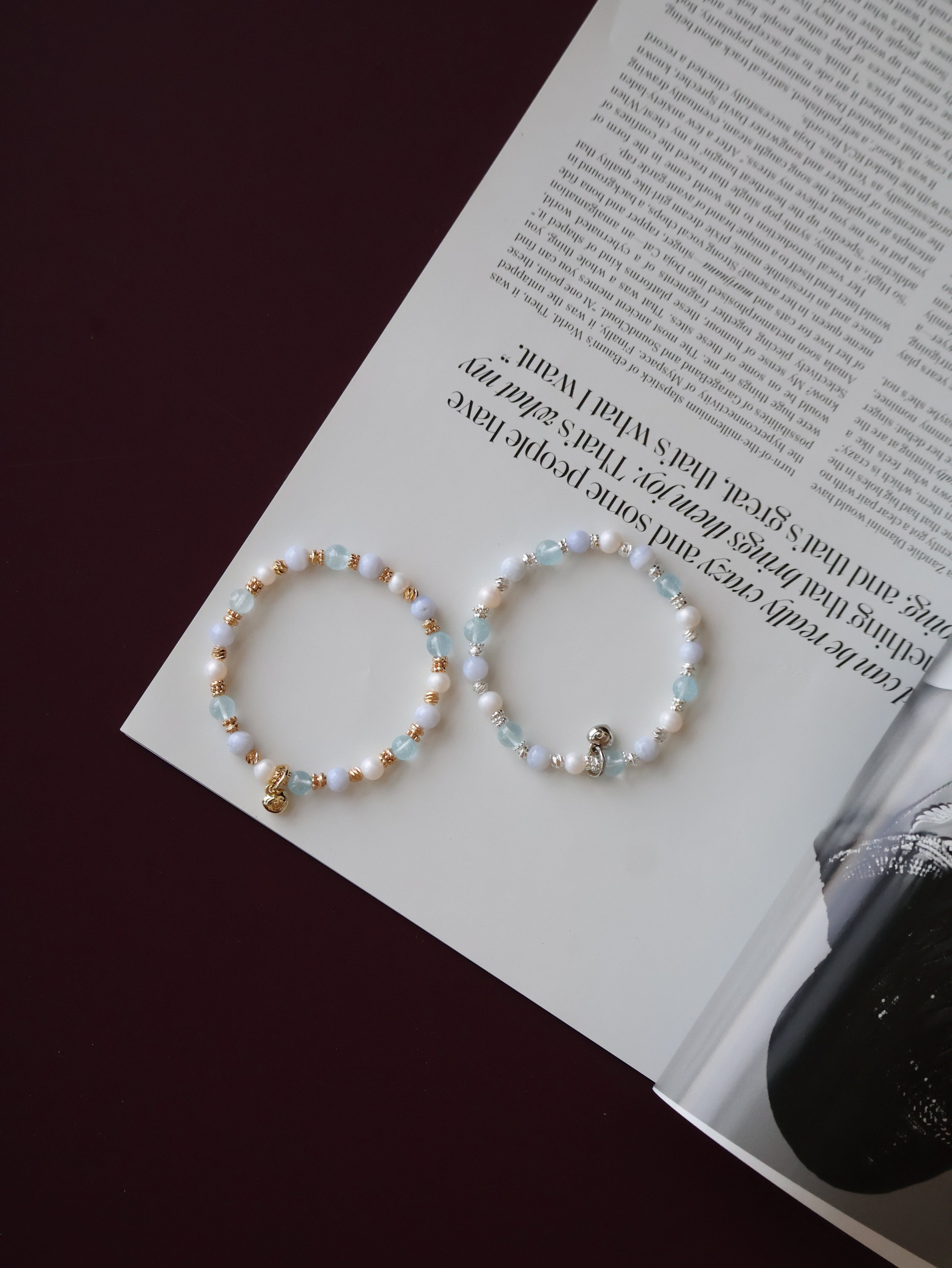 Blue Lace Agate, Blue Topaz & Freshwater Pearl Crystal Bracelet ¡ª Aeris | 6mm (Elastic)