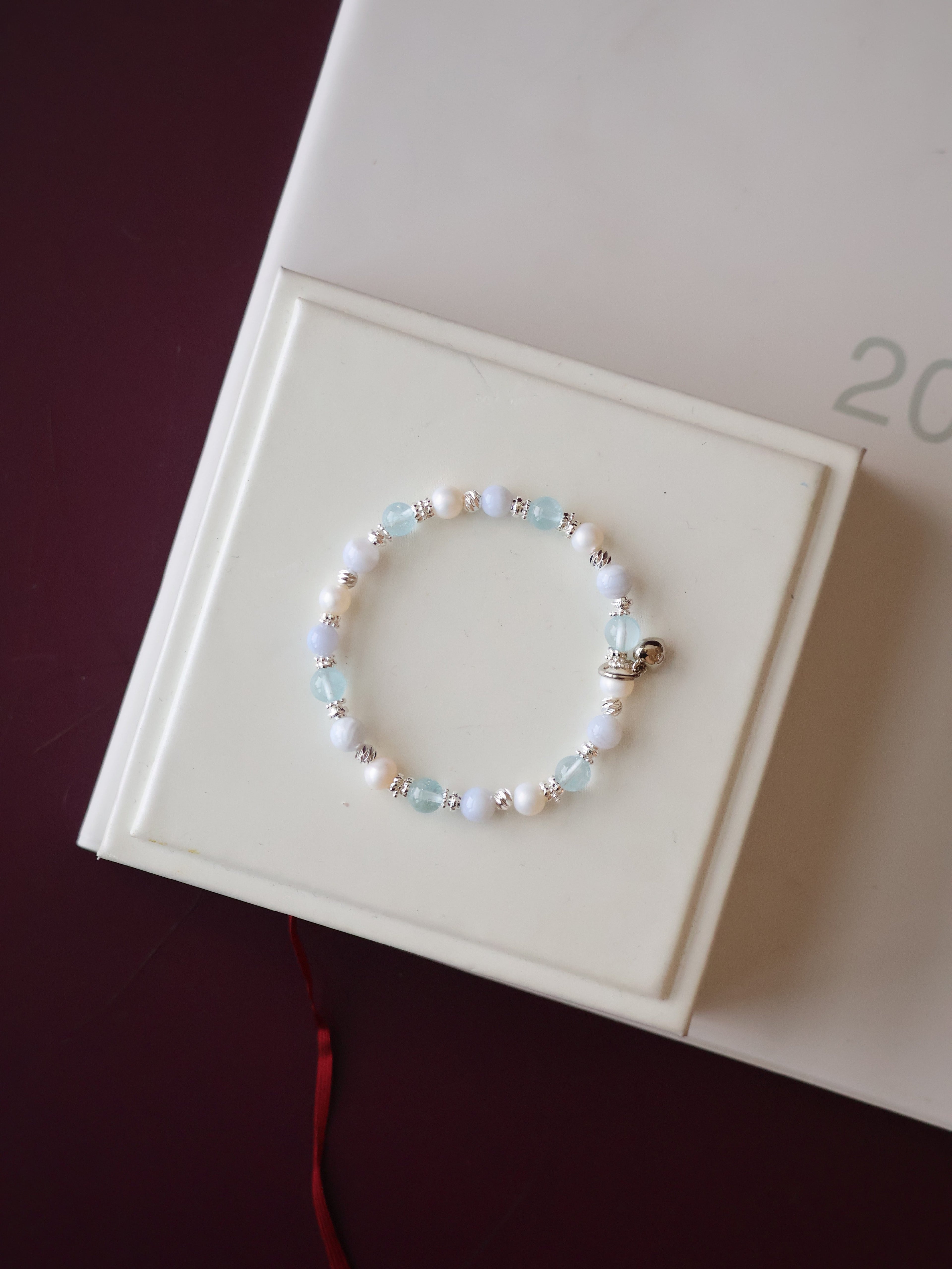 Blue Lace Agate, Blue Topaz & Freshwater Pearl Crystal Bracelet ¡ª Aeris | 6mm (Elastic)