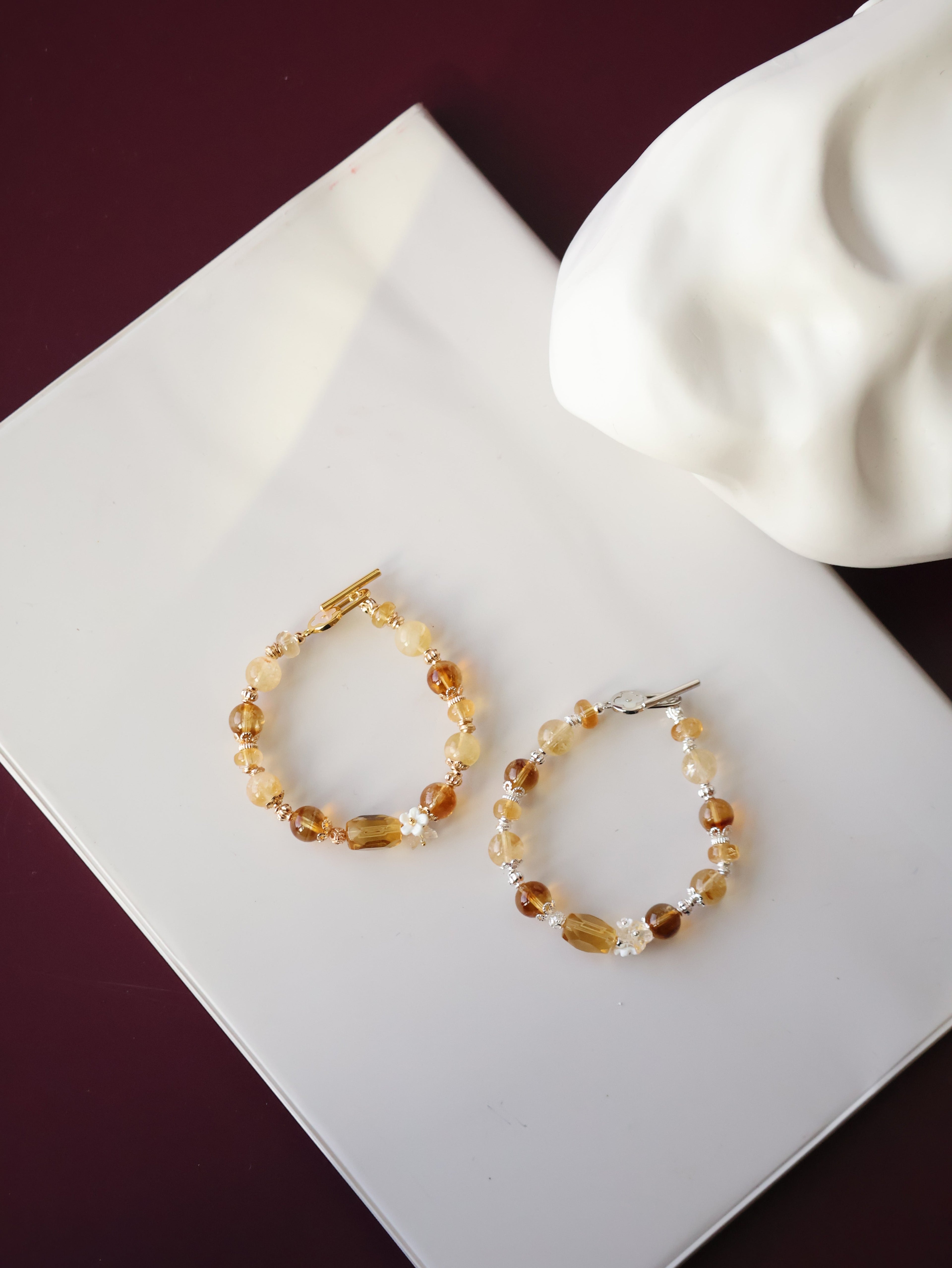 Citrine Crystal Bracelet with Citrine Free Form ¡ª Sunelle | 8mm (OT Clasp, Elastic)