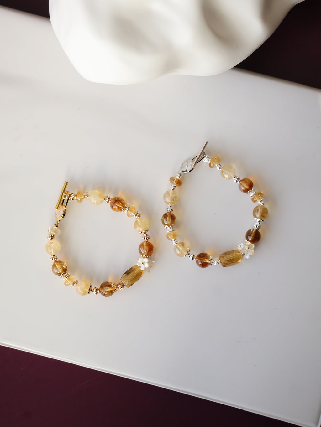Citrine Crystal Bracelet with Citrine Free Form ¡ª Sunelle | 8mm (OT Clasp, Elastic)