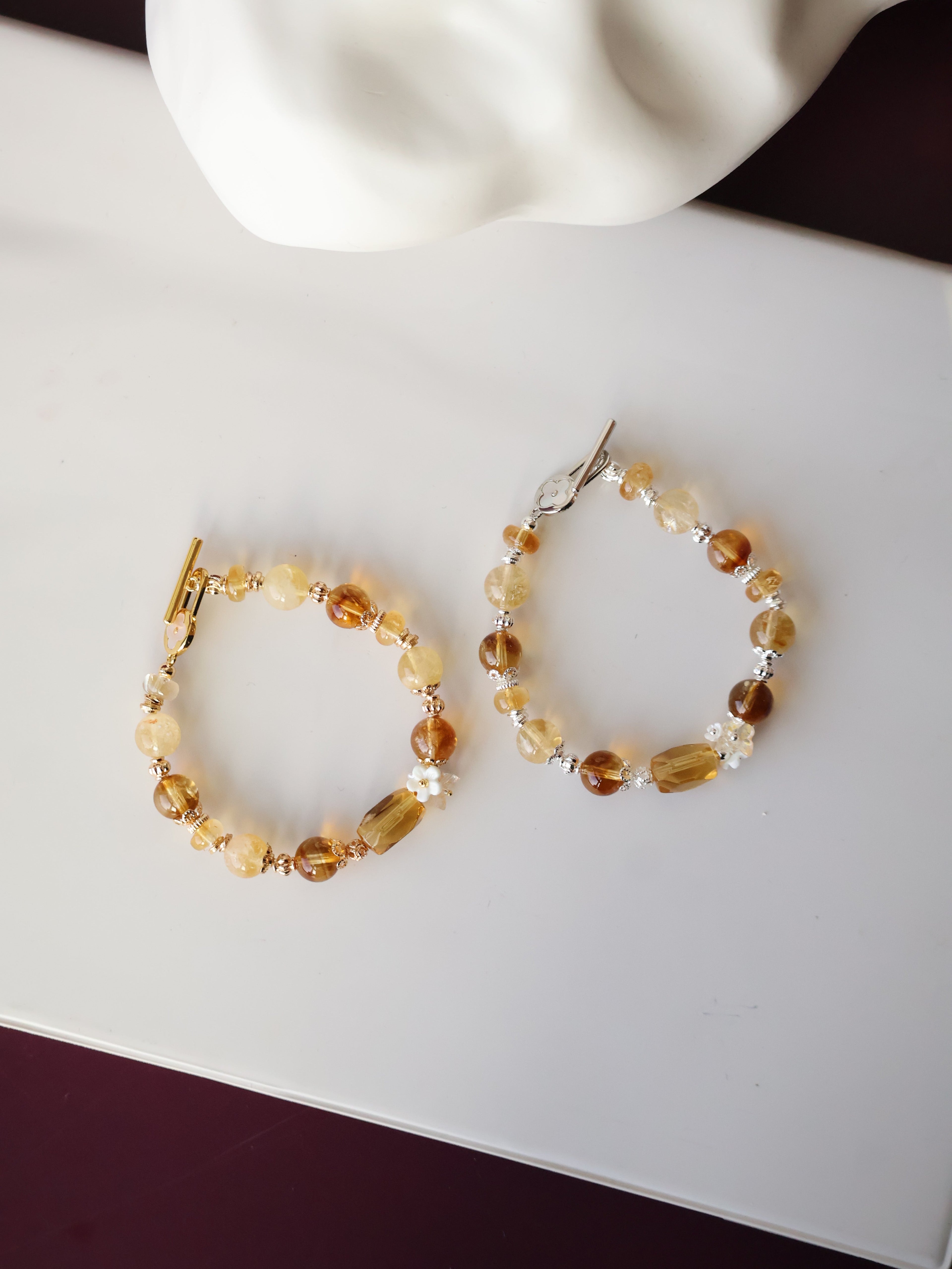 Citrine Crystal Bracelet with Citrine Free Form ¡ª Sunelle | 8mm (OT Clasp, Elastic)