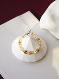 Citrine Crystal Bracelet with Citrine Free Form ¡ª Sunelle | 8mm (OT Clasp, Elastic)