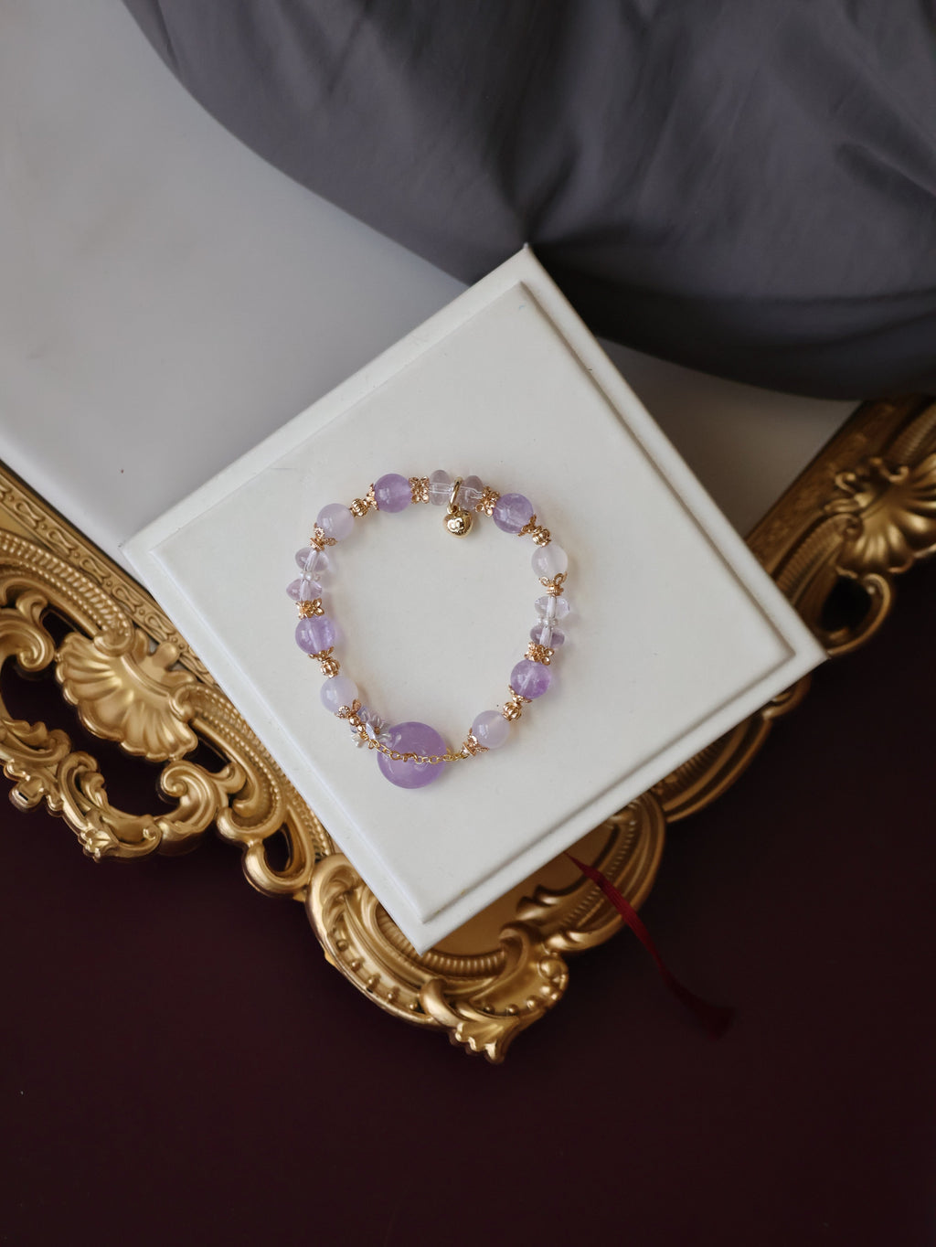 Amethyst & Lilac Chalcedony Ping An Kou Crystal Bracelet ¡ª Odette | 8mm (Elastic)