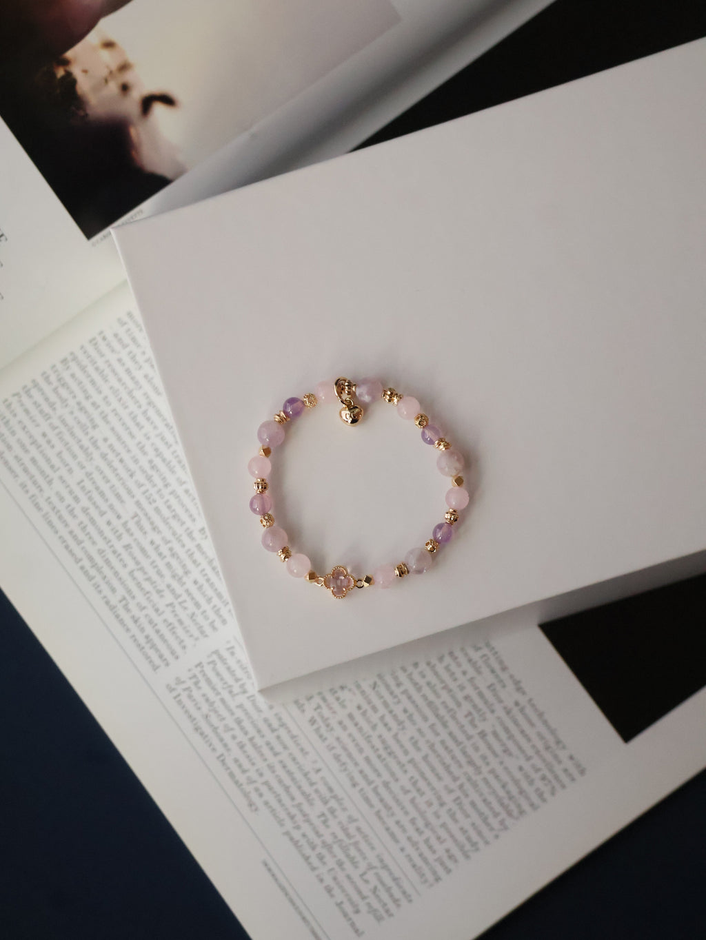 Lapis Lazuli, Rose Quartz & Moonstone Stackers Crystal Bracelet ¡ª Clover Alchemy Series 2.0 | 6mm (Elastic)