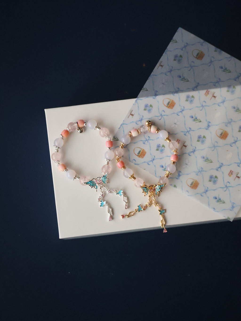 Queen Conch, Lilac Chalcedony & Rose Quartz Crystal Bracelet ¡ª Elaria | 10mm (Elastic)