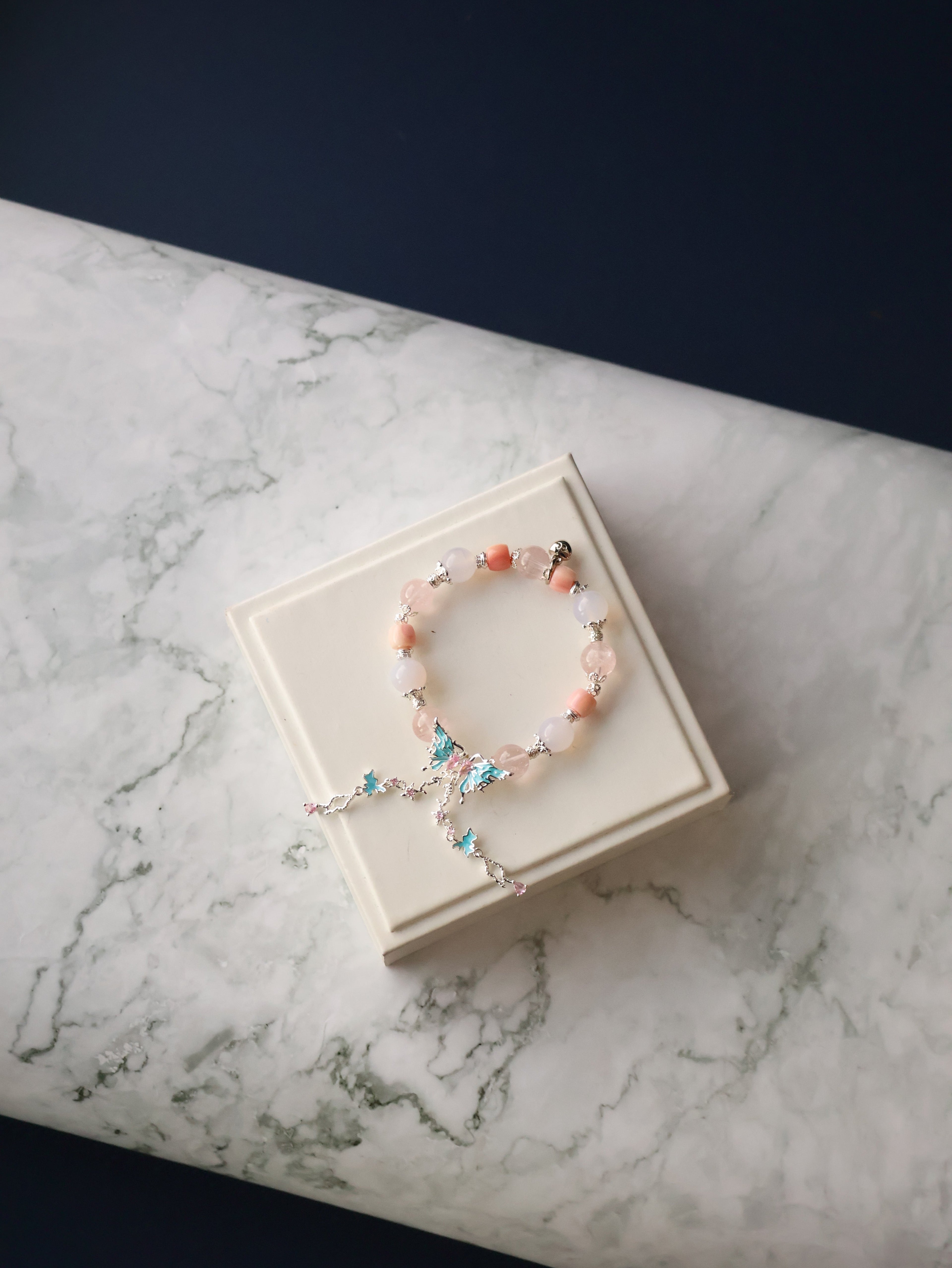 Queen Conch, Lilac Chalcedony & Rose Quartz Crystal Bracelet ¡ª Elaria | 10mm (Elastic)