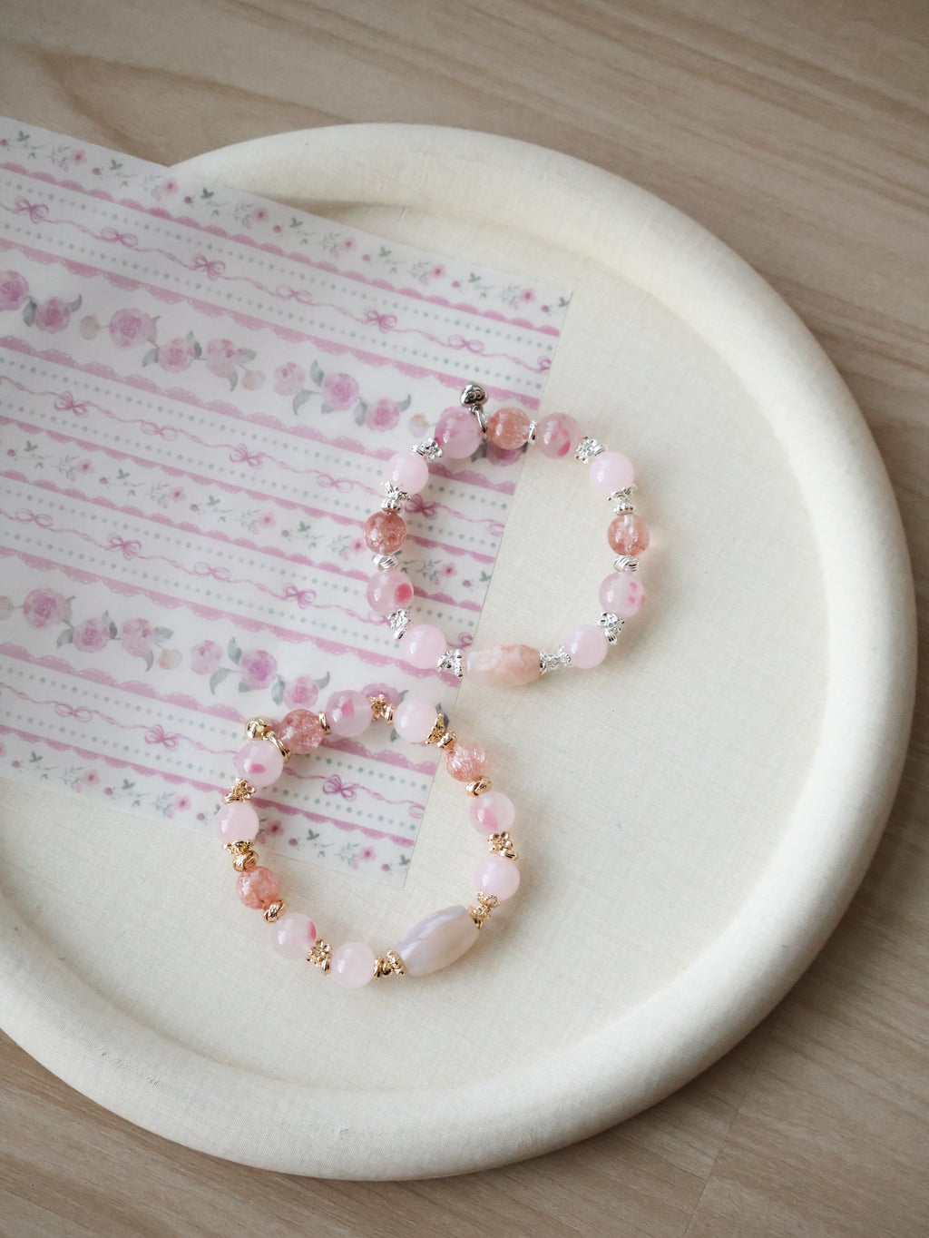 Flower Agate, Rhodonite & Rose Quartz Bracelet ¡ª Pink Slushie Inspired Dupe | 10mm (Elastic)